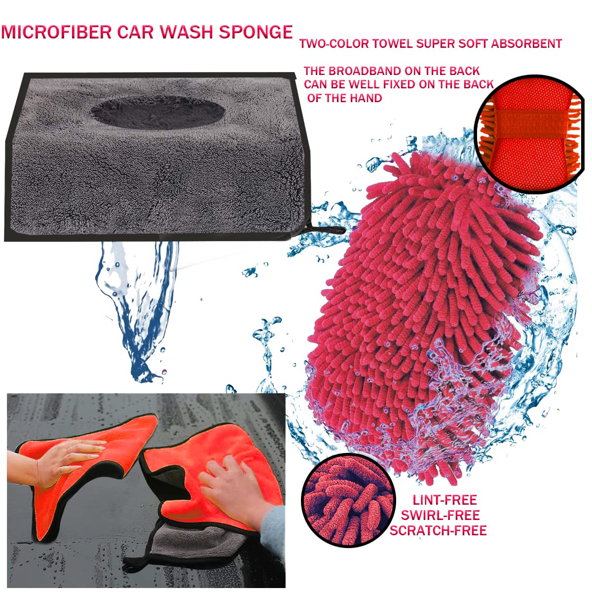 Lianxin Car Wash Kit - Car Cleaning Kit Car Wash Cleaning Tools Kit With Car Wash Brush With Long Handle,Car Wash Mop,Microfiber