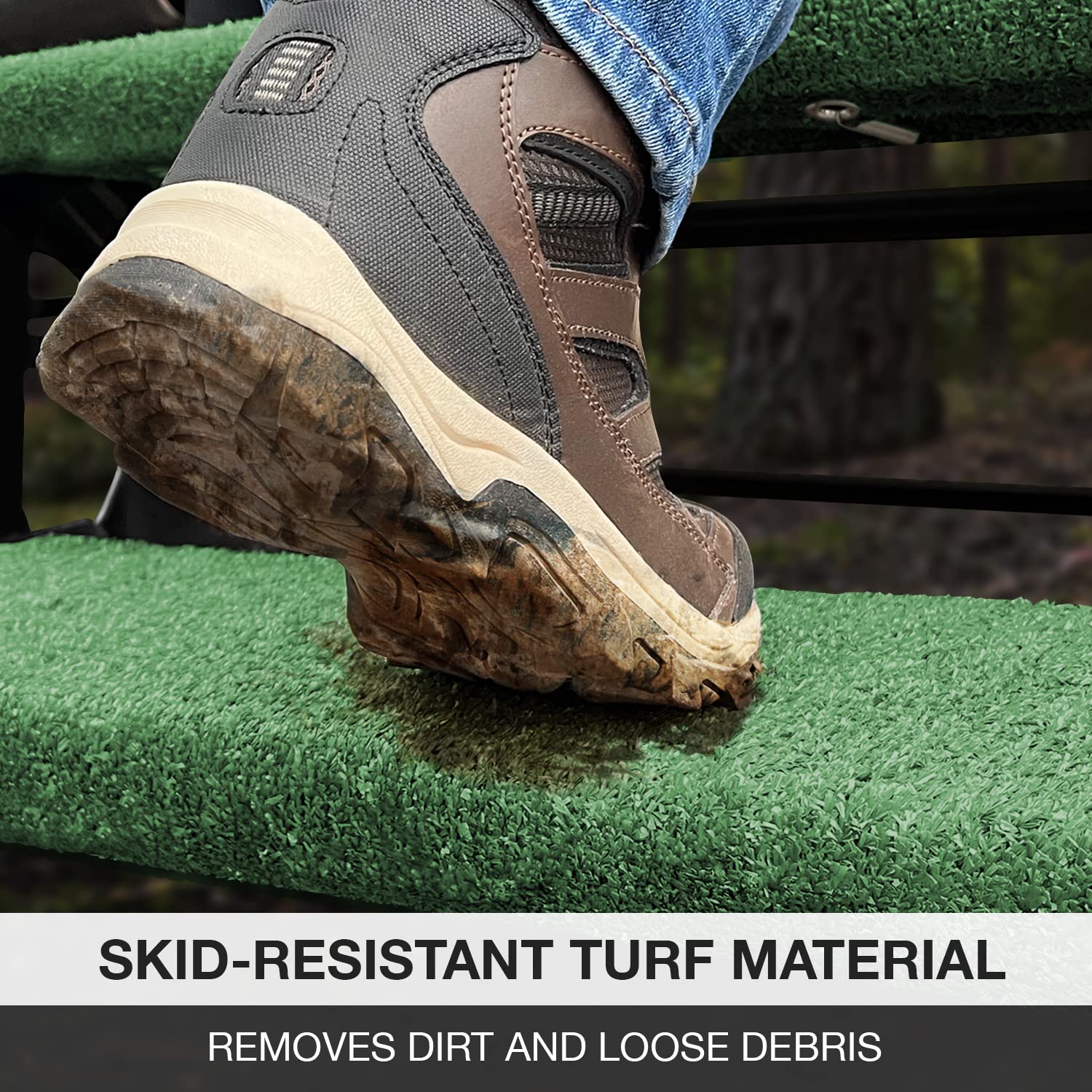 Prest-O-Fit 3-Pack 2-4044 Wraparound Radius Rv Step Rug Green 22 In. Wide