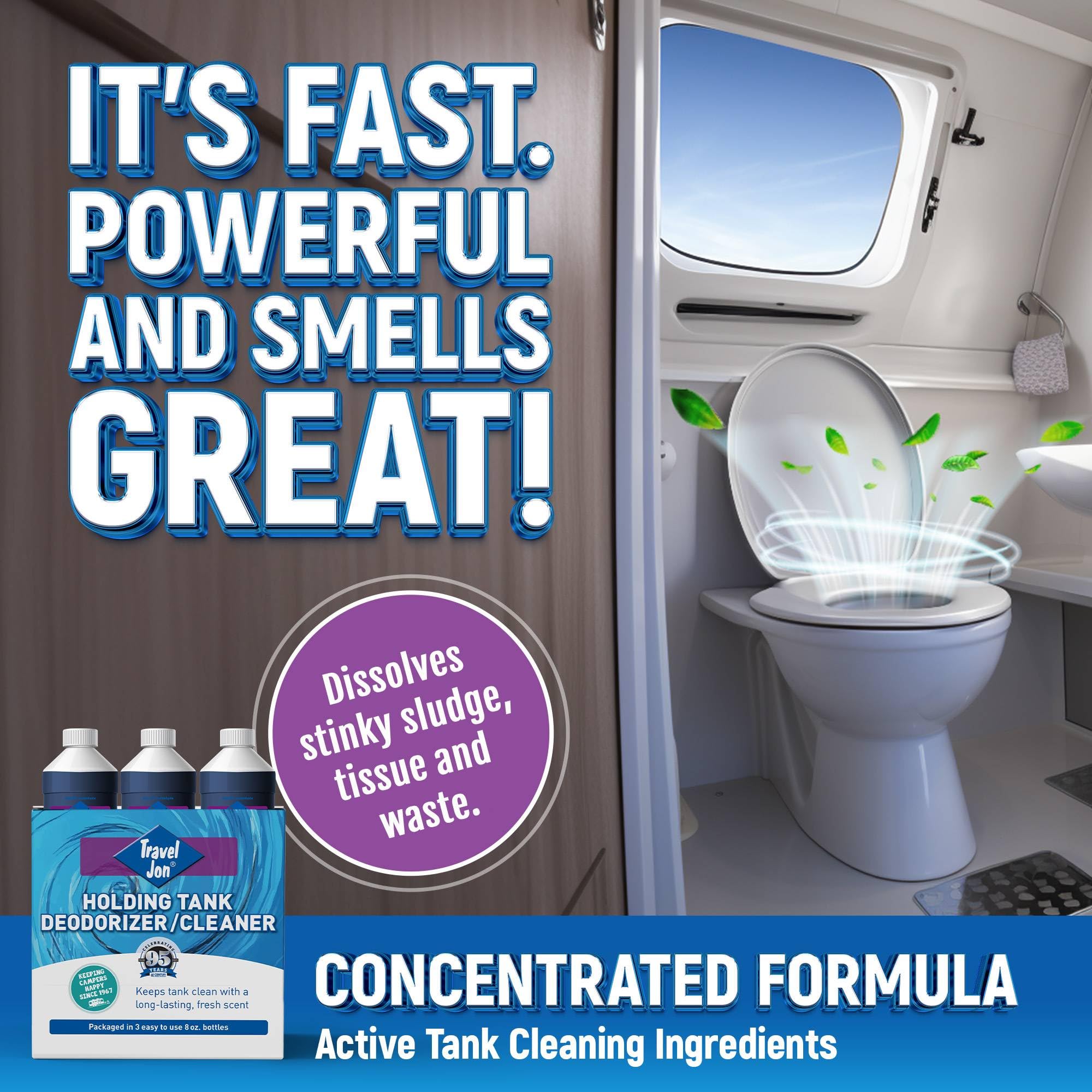 Travel Jon Rv Toilet Treatment - Gray & Black Tank Treatment, Holding Tank Waste Digester For Rv, Camper, Boat, & Porta Potty -