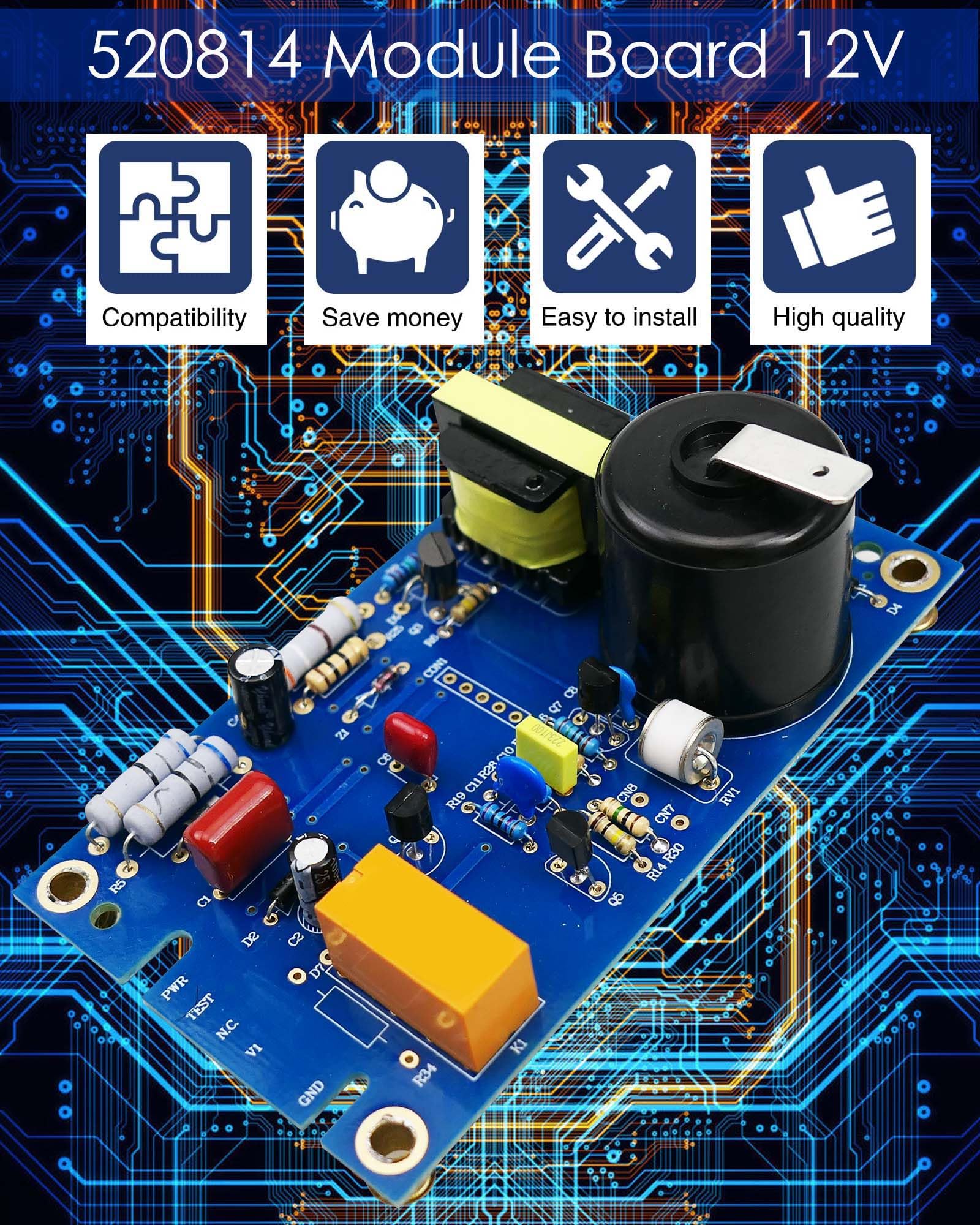 520814 Module Board 12V Compatible with Suburban Furnace SW4D SW6D SW6DE SW6DEL, Water Heater Ignition Control Circuit Boards Re