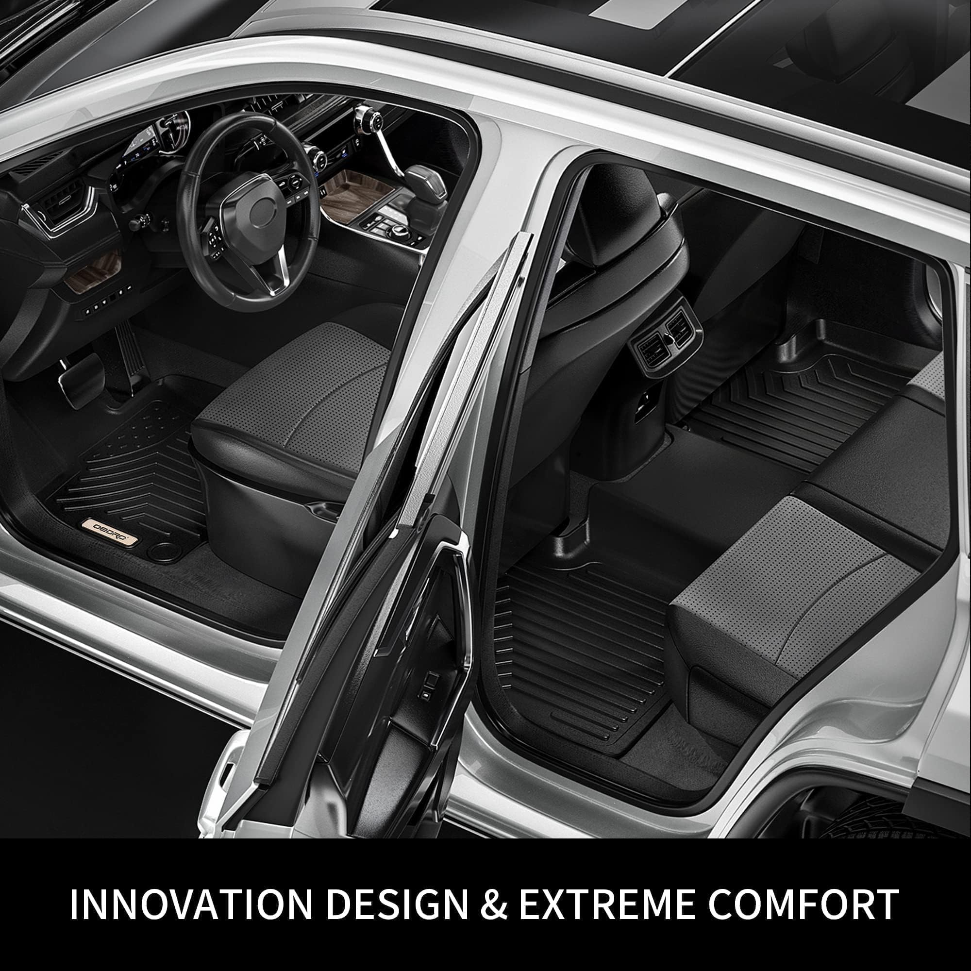 Oedro Floor Mats & Cargo Liner Fit For 2021-2024 Jeep Grand Cherokee L (Only For 6 Seat), Tpe All Weather Custom Fit 3 Row Floor