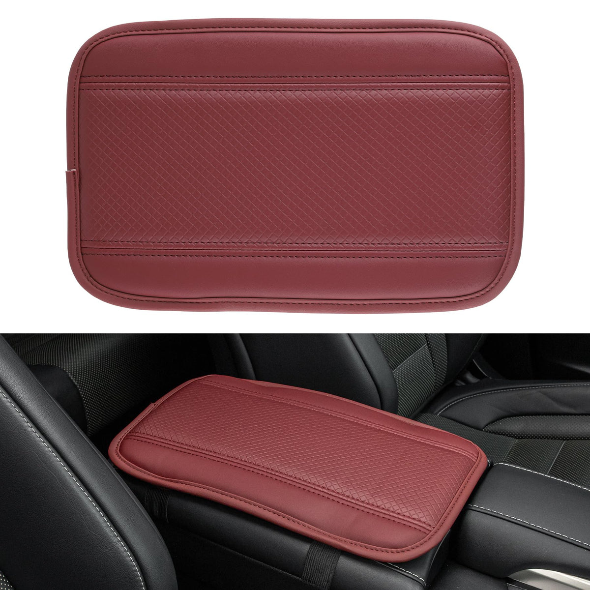 Amiss Car Center Console Pad, Universal Waterproof Car Armrest Seat Box Cover, Pu Leather Auto Armrest Cover Protector?Vehicle I