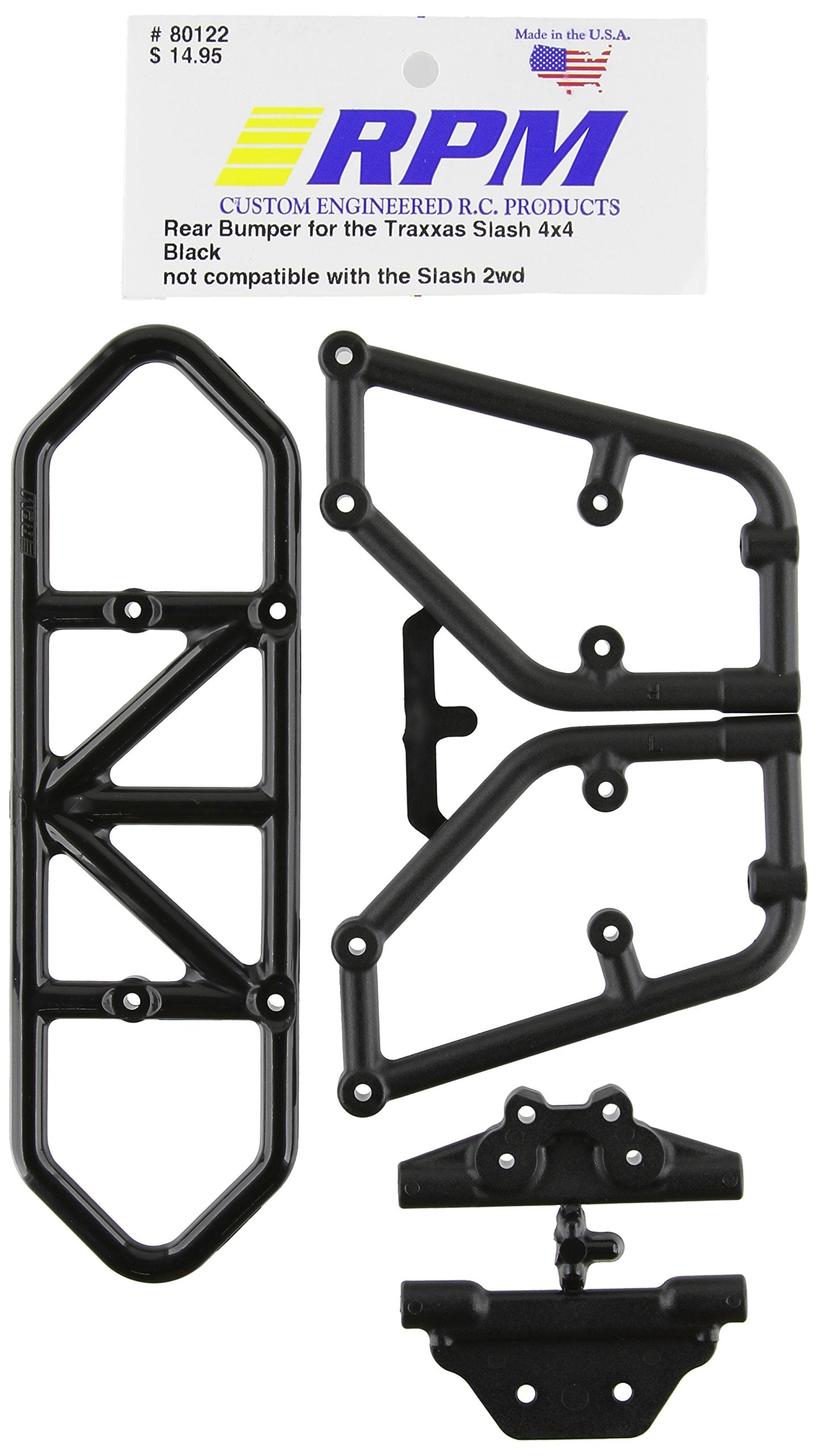 Rpm 80122 Rear Bumper Black Slash 4X4 Black