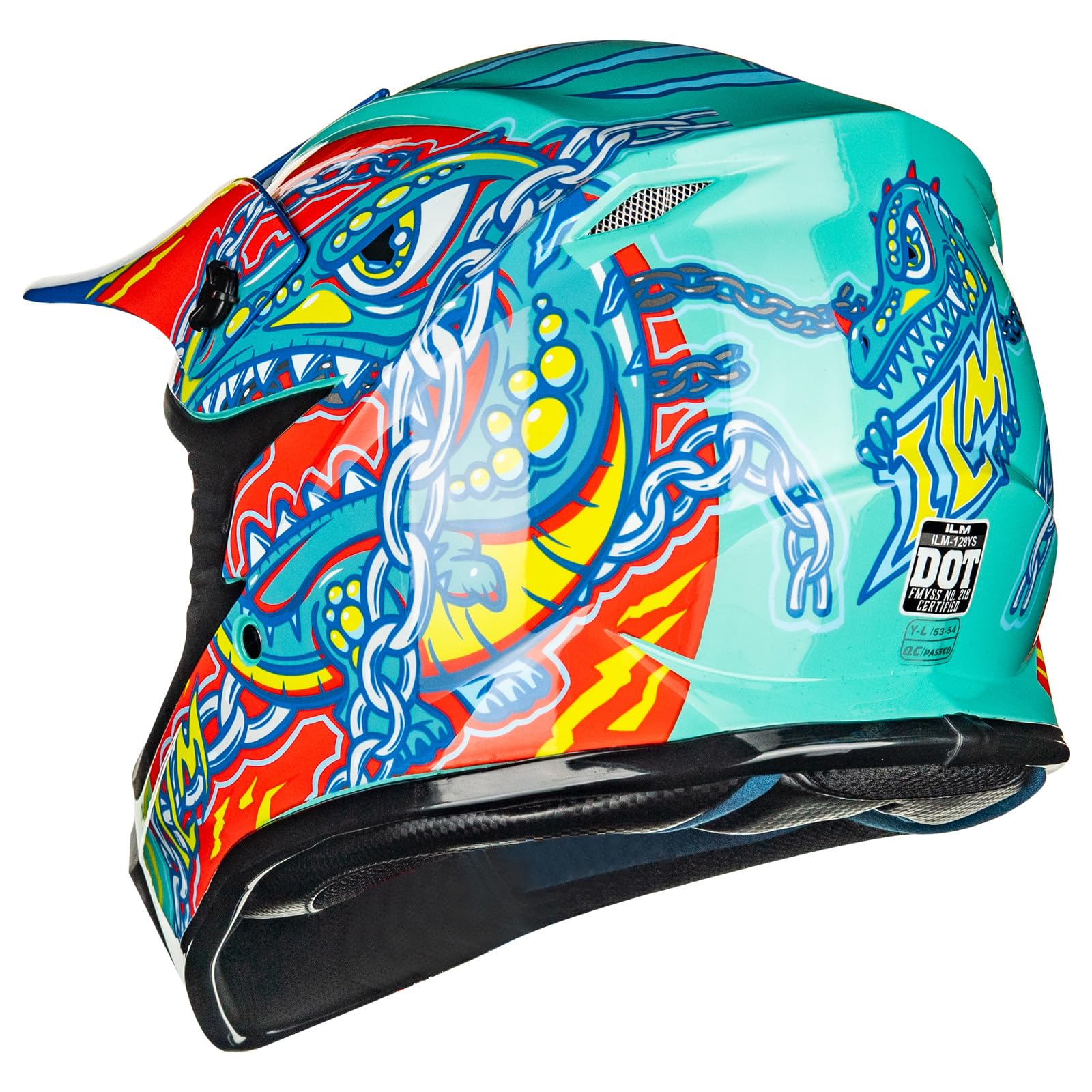 ILM Youth & Kids Dirt Bike Helmets Motocross ATV Dirtbike BMX MX Offroad Full Face Motorcycle Helmet, DOT Approved Model 128YS (