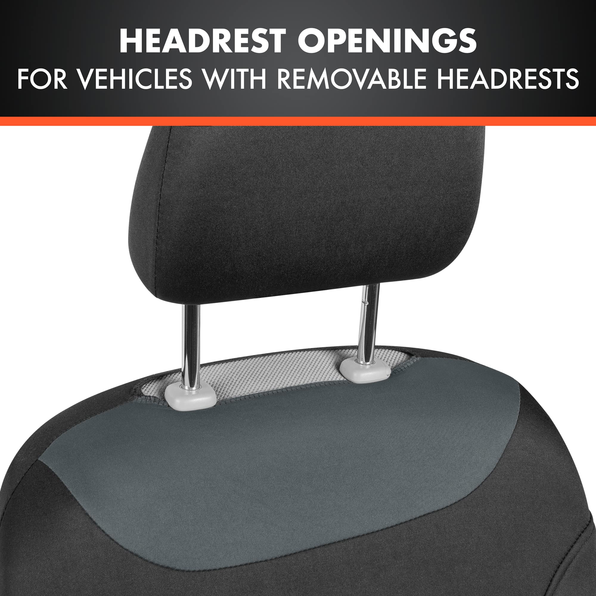 BDK carXS Turismo Car Seat Covers Full Set, Gray Two-Tone Front Seat Covers with Split Rear Bench Back Seat Cover, Automotive Se