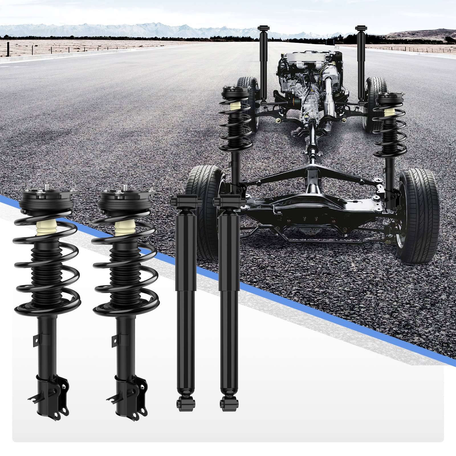 Yitamotor Front Complete Strut Rear Suspension Shocks Compatible With 2007-2012 Sentra Fwd