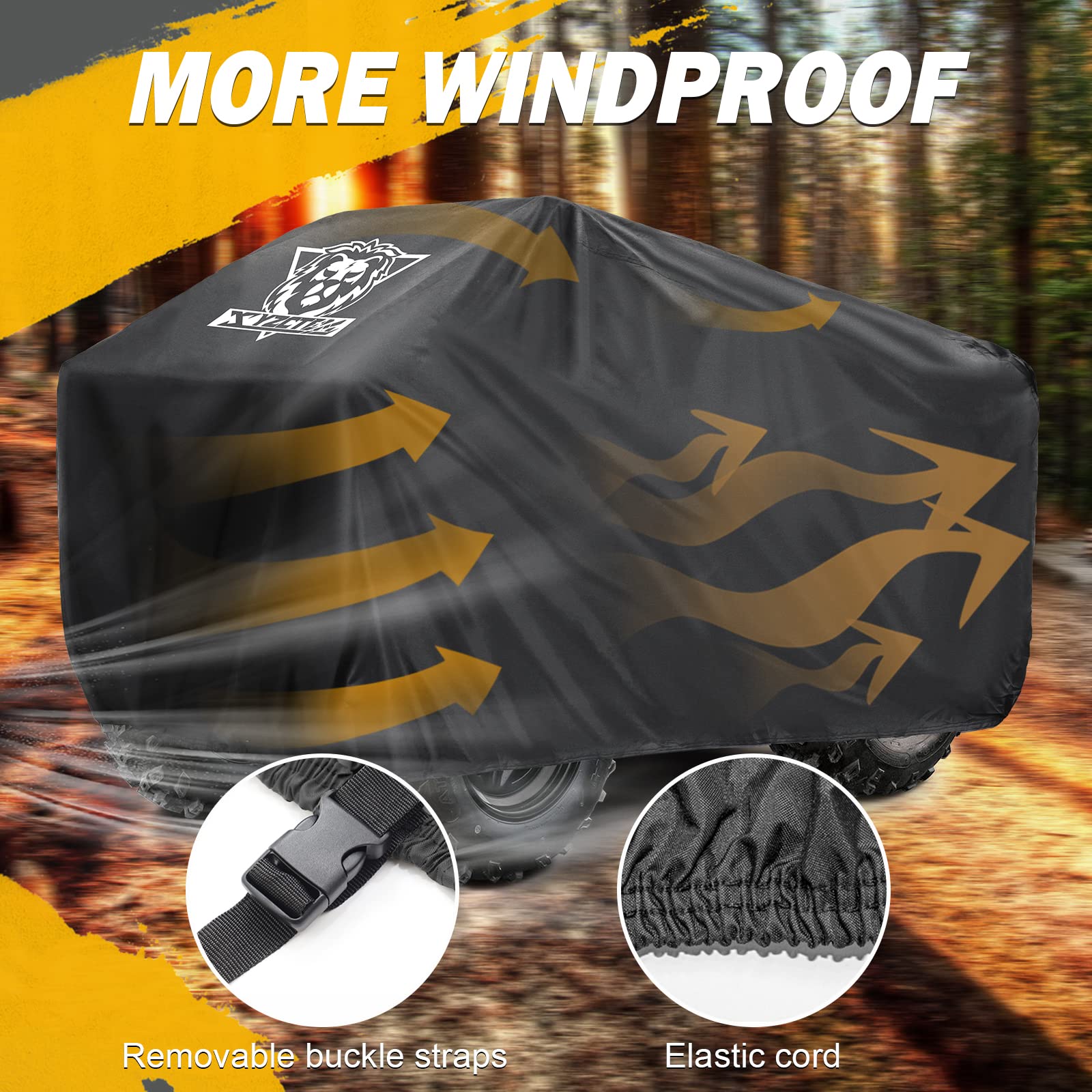 Xyzctem Waterproof Atv Cover, Heavy Duty Black Protects 4 Wheeler From Snow Rain Or Sun (Black, 88 Inch)