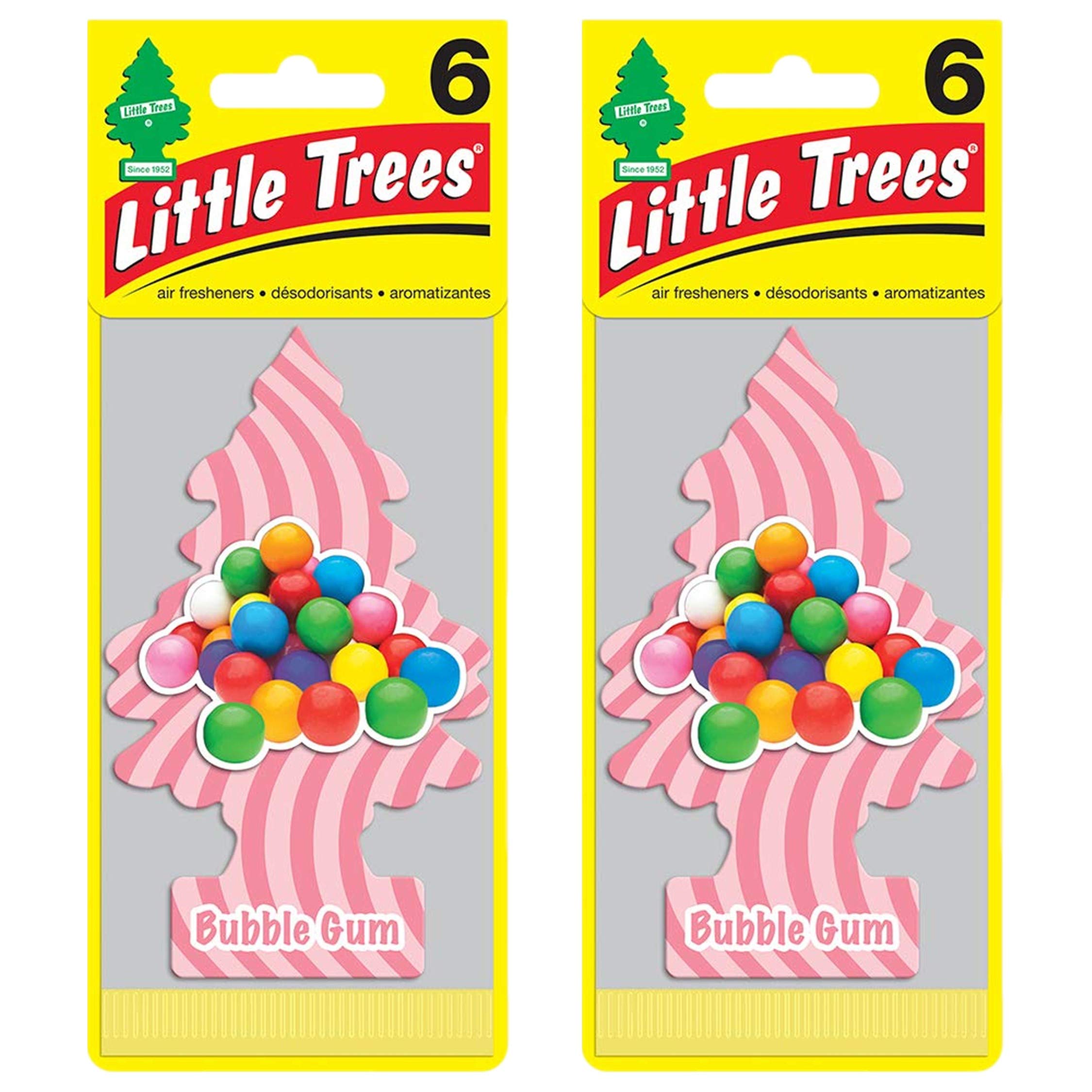Little Trees Cardboard Hanging Car, Home & Office Air Freshener, Bubble Gum (Pack Of 12)