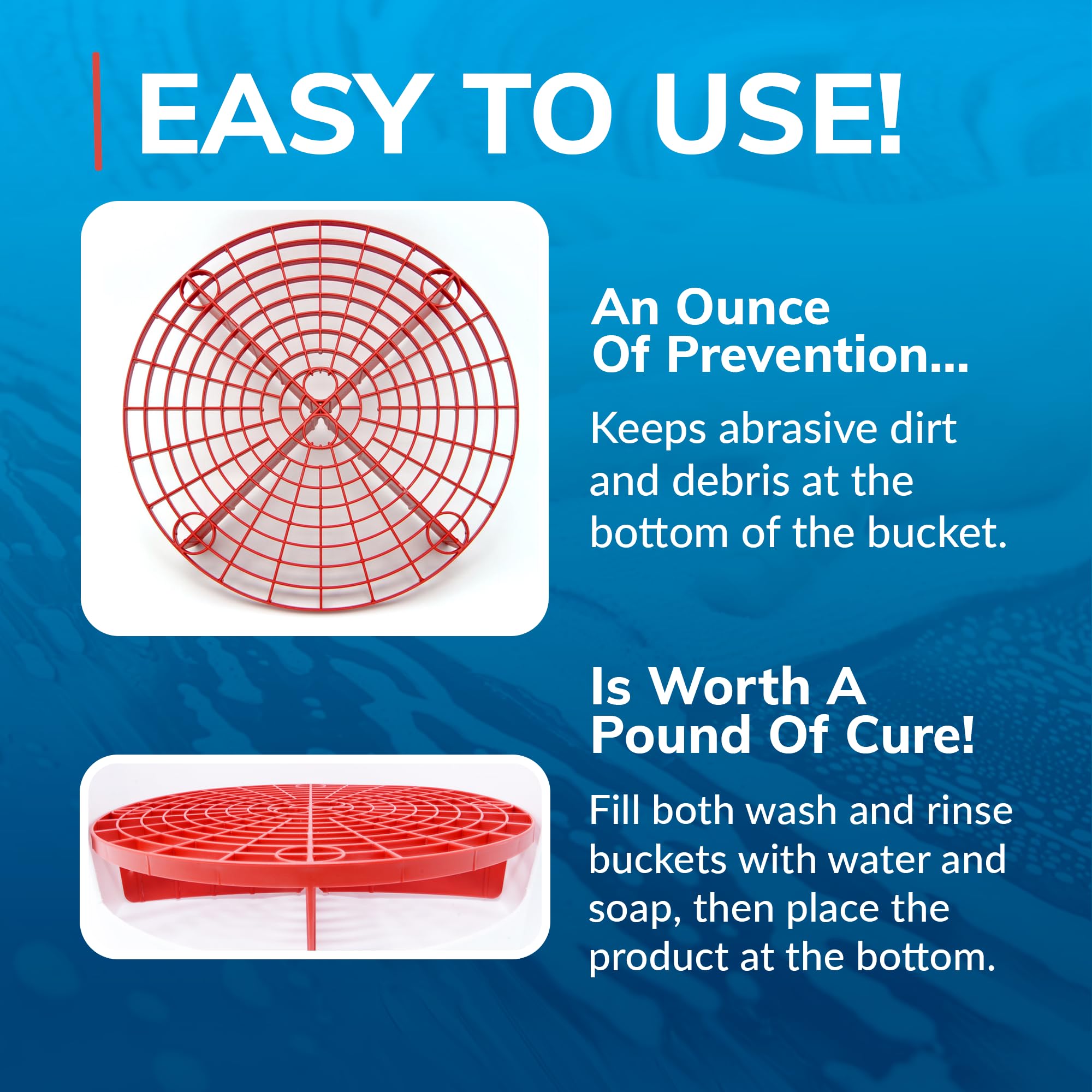 The Original GRIT GUARD Red Bucket Insert - 10&quot; Diameter Car Wash Bucket Dirt Trap for Car Washing, Detailing Compatible with 3.5, 4, 5 and 6 Gallon Buckets
