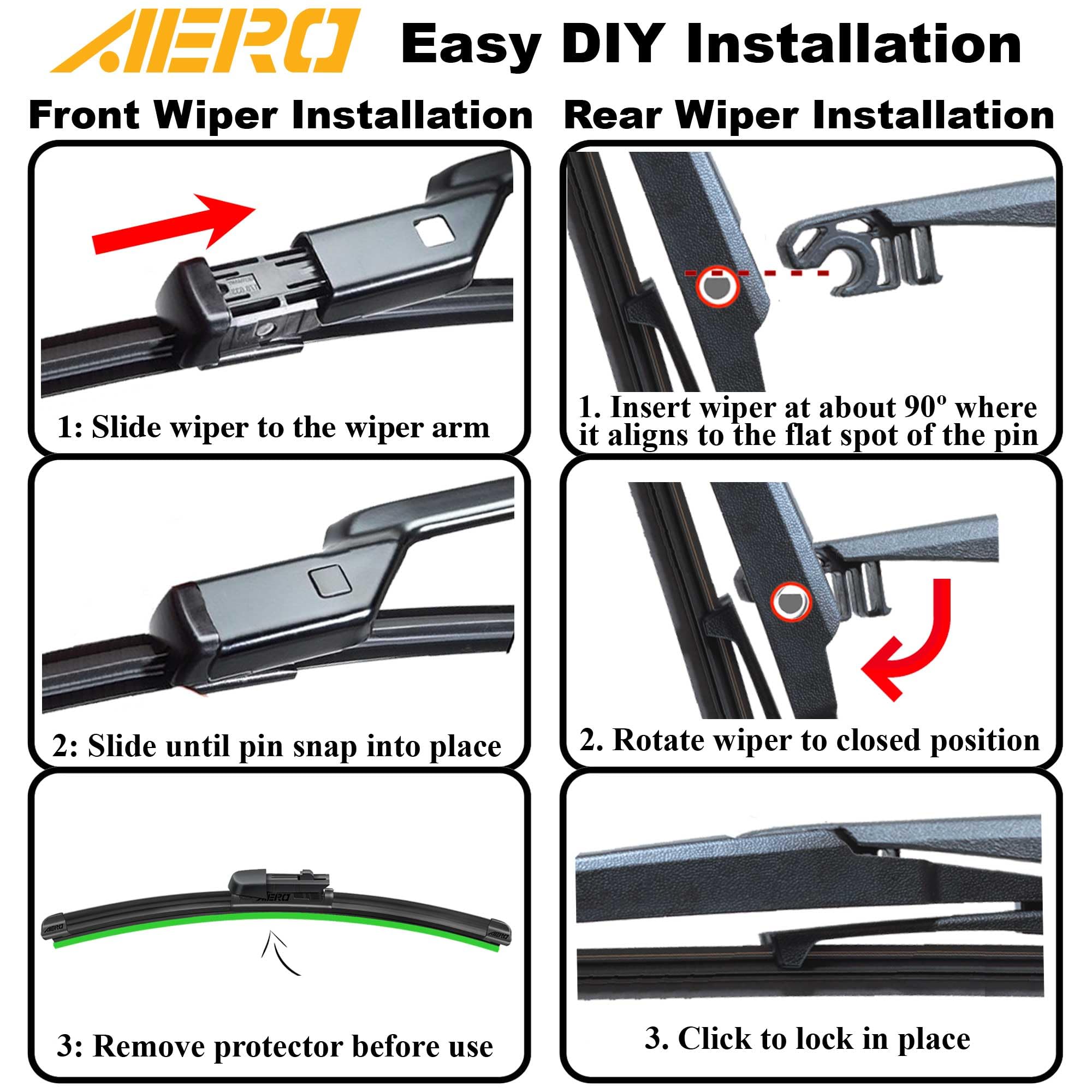Aero Wipers Replacement For Lexus Rx350 Rx450H 2022-2016, 26''+21'' Front + 16'' Rear, Premium All-Season Windshield Wiper Blade