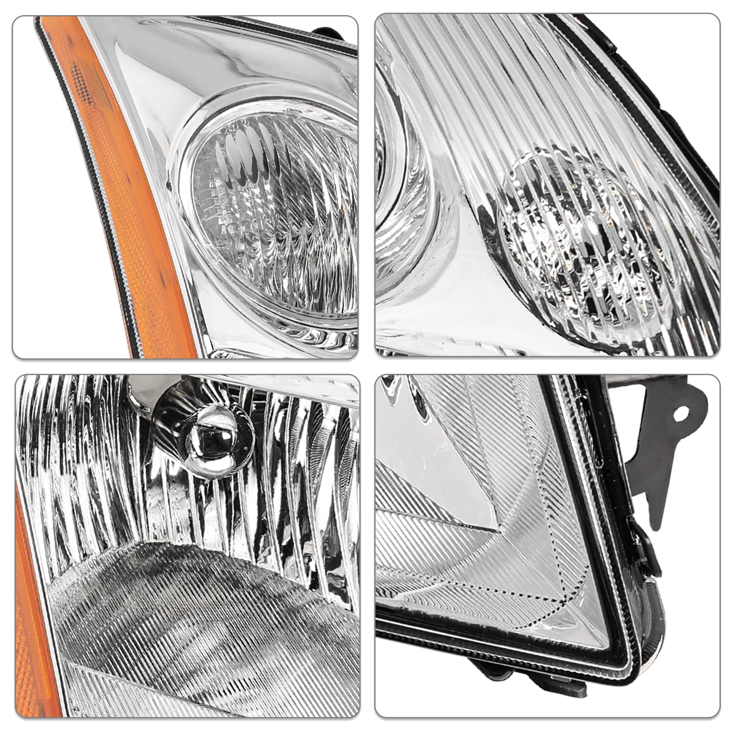 Sockir Headlight Assembly Compatible With 2007-2009 Nissan Sentra Chrome Headlamp Passenger & Driver Side