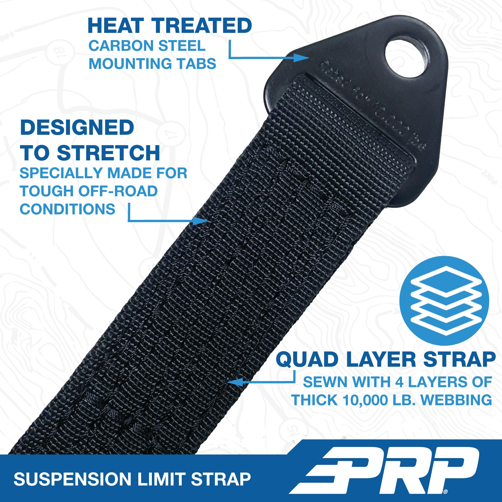 Prp Seats Premium Limit Straps For Off Road 4X4, Utv, Sxs – Heavy-Duty Quad Layer 10,000 Lb. Suspension Limiting Straps To Prevent Suspension, Drivetrain, Cv Joint Damage (1 Ea.) 19' Strap