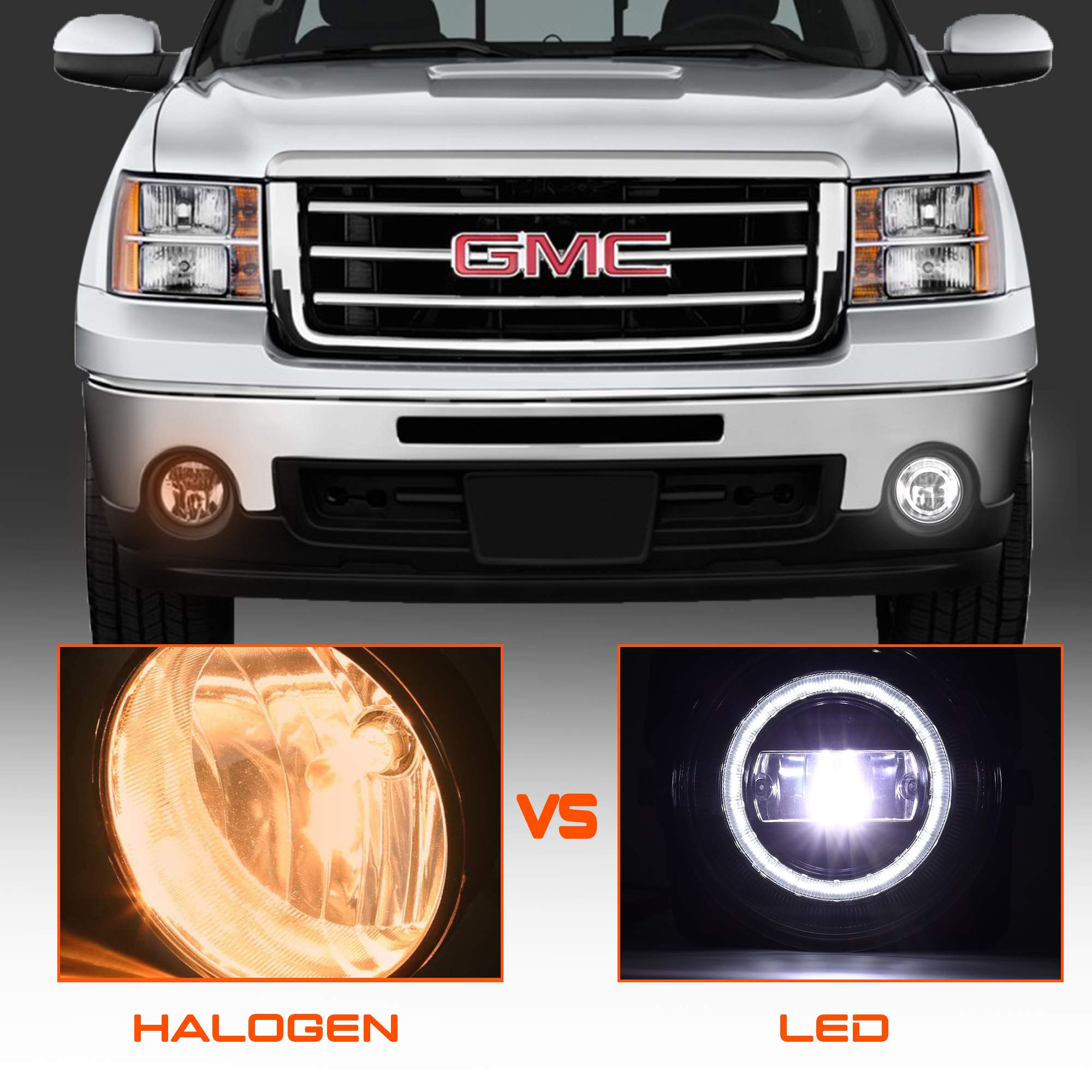 Drfg Led Fog Light With Drl Compatible With 2007-2013 Gmc Sierra 1500/2007-2014 Gmc Sierra 2500Hd/ 2007-2014 Gmc Sierra 3500Hd F