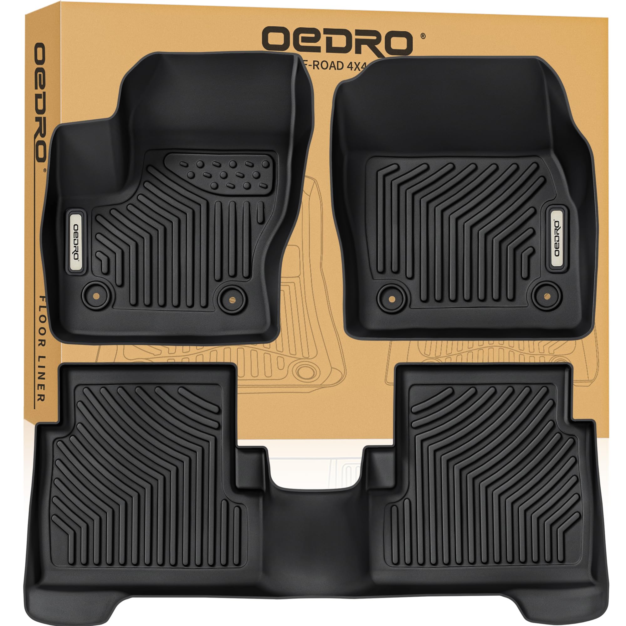 Oedro Floor Mats Fit For 2013-2019 Ford Escape, 2013-2018 Ford C-Max, Tpe All-Weather Floor Mats Includes 1St And 2Nd Row Full S