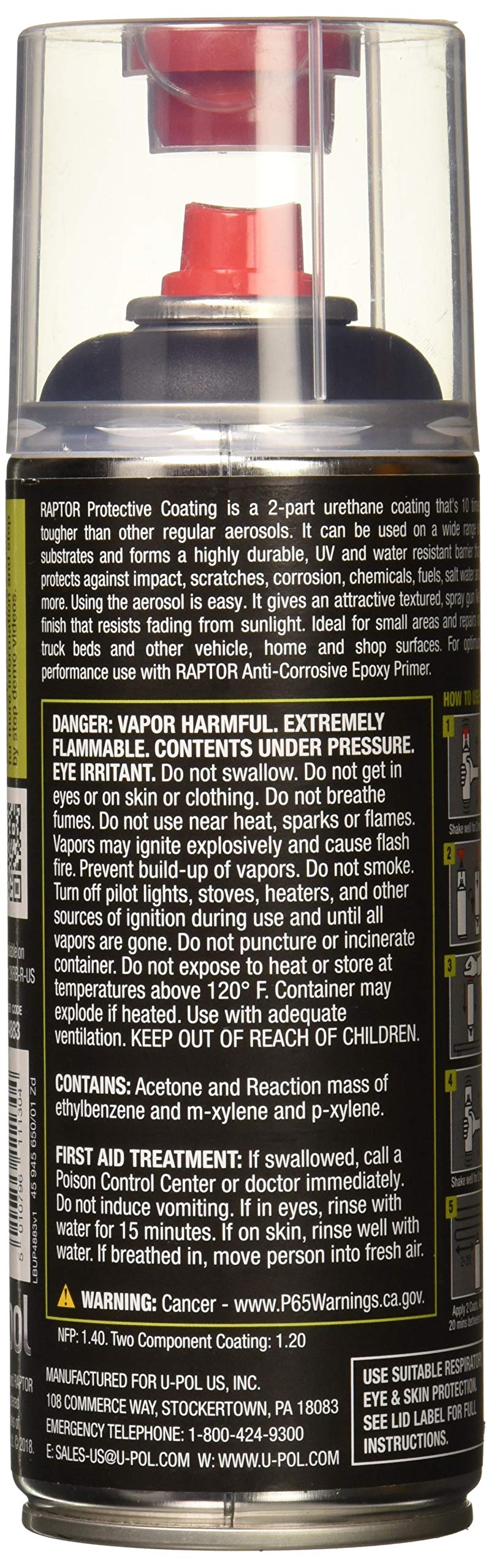 Raptor Black Up4883 Bedliner 13.02 Oz 2K Aerosol, 7D-3 Cubic_Meters, 400Ml