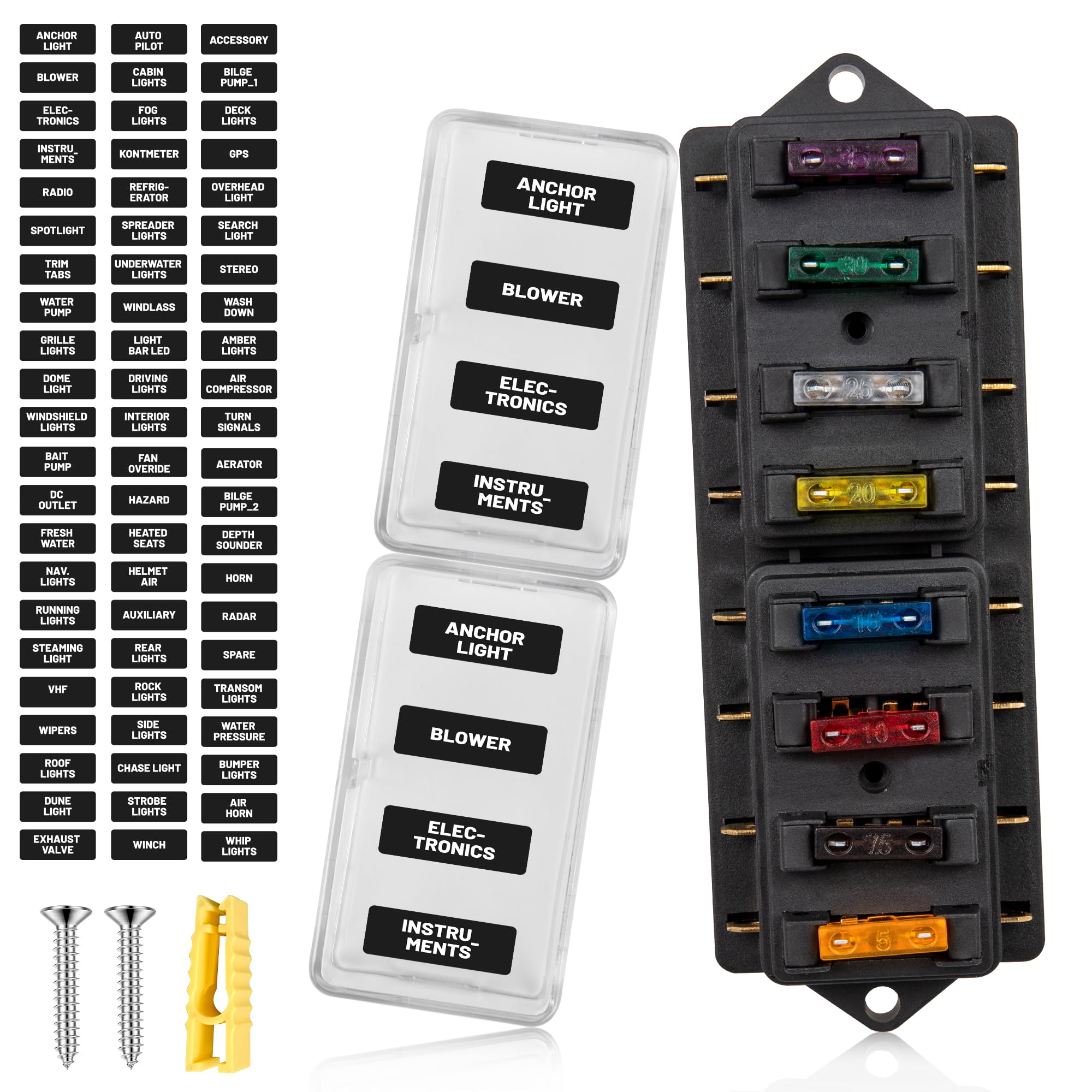 RED WOLF Car 8-Way Blade Fuse Block Box Standard Circuit Fuses for Boat Marine Auto RV Car Trailer Truck SUV Power Distribution 