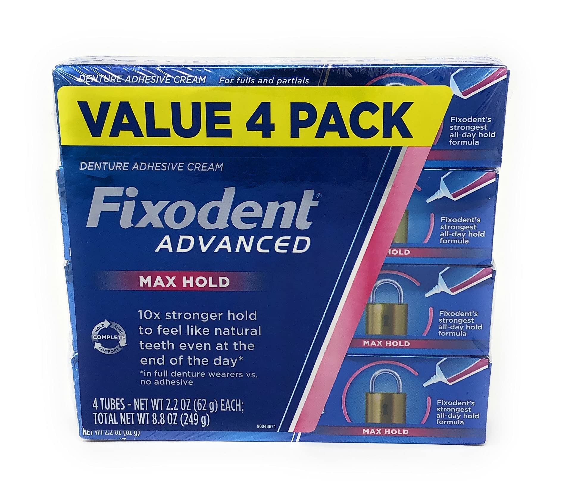 Fixodent Advanced Max Hold Denture Adhesive  2.2 Ounce (Pack of 4)-New
