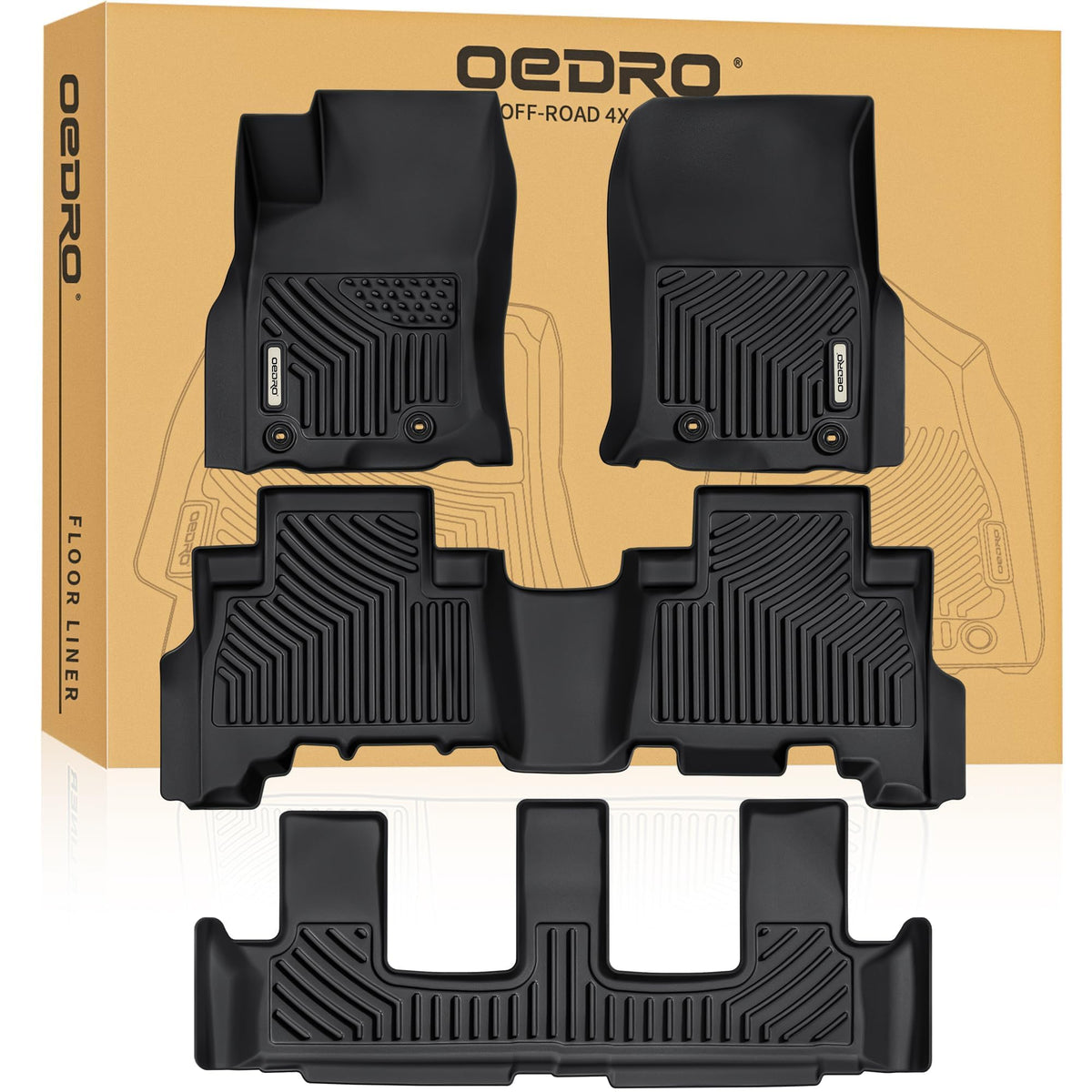 Oedro Floor Mats For 2024-2013 Toyota 4Runner 7 Seater, Custom Fit Tpe All-Weath