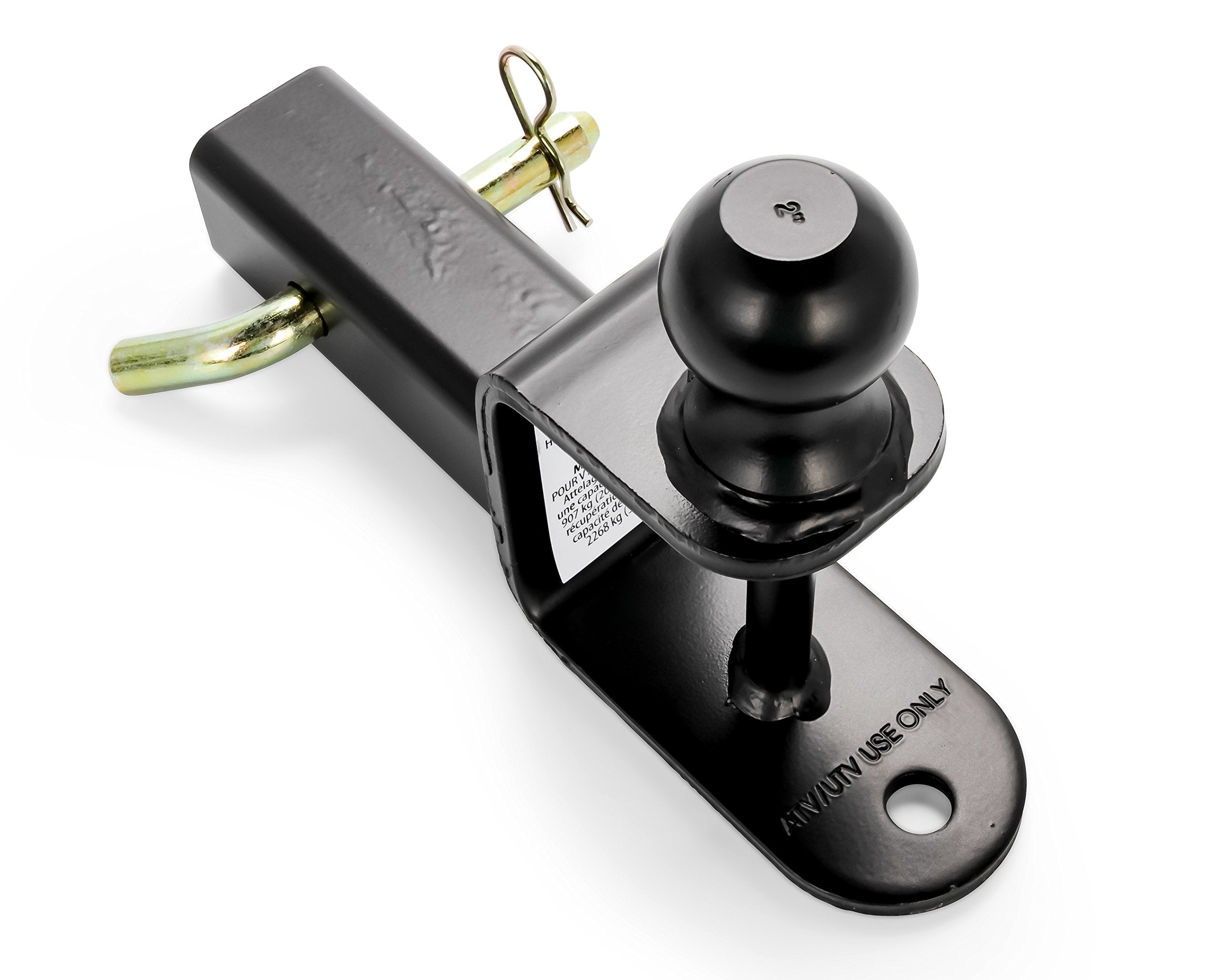 Black Boar Utv Atv Multi-Hitch - Features 2” Hitch Ball, 2” Shank - 6” (L) Shank - Hitch Ball Has 2” Rise & Rated For 2,000Lbs - Use W/Utility Trailers, Tow Straps & Other Atv Accessories (66025)