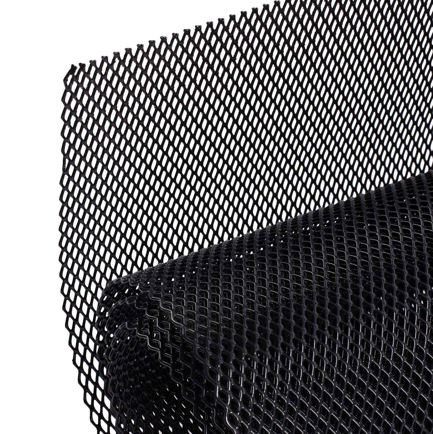 Aggauto 47X16 Inches Car Pickup Truck Grill Mesh Spoiler Bumper Vent Aluminum Alloy Automotive Grille Insert Air Intake Racing Rhombic Hole 3X6Mm Black