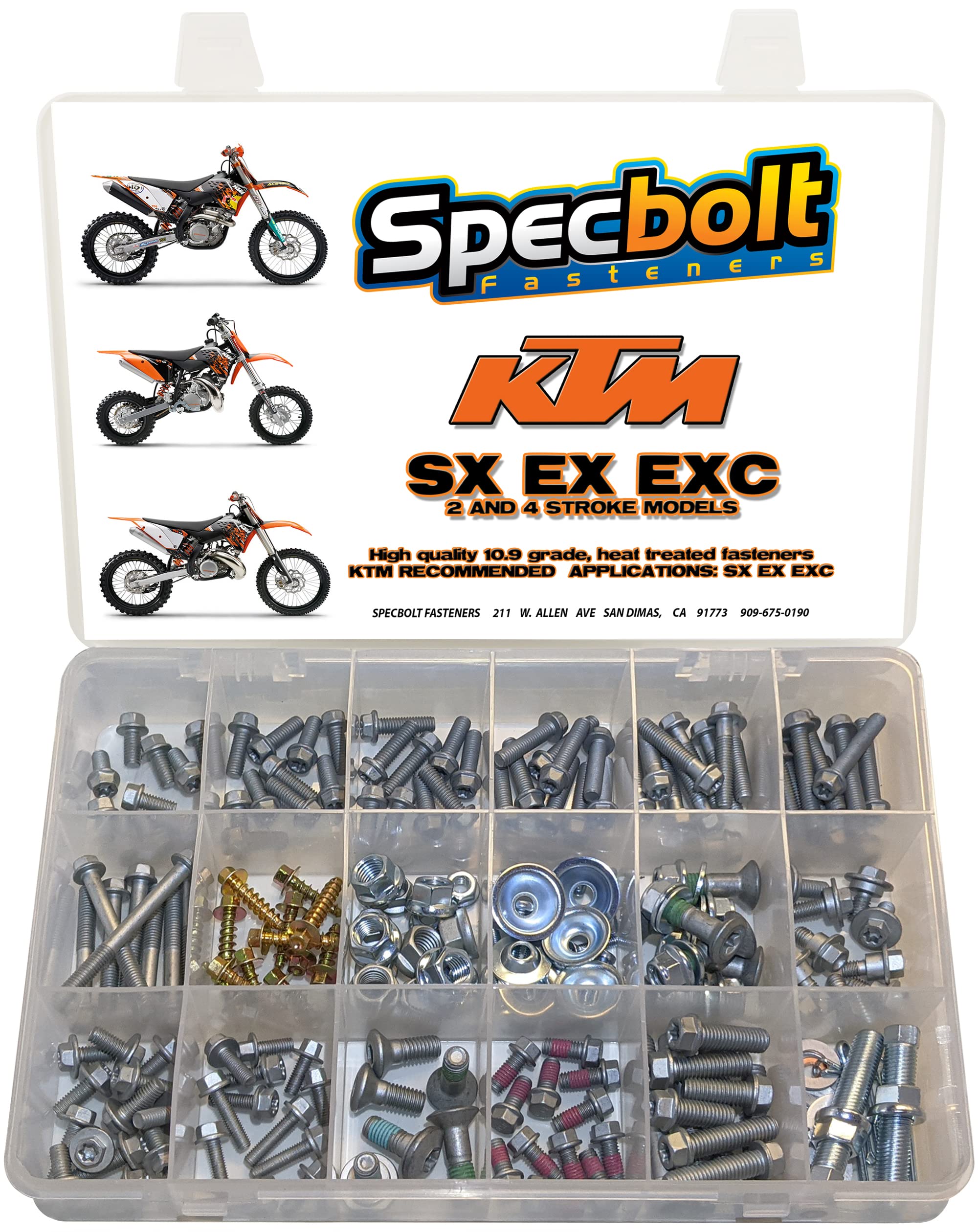 250pc Specbolt Brand Bolt Kit for Maintenance Upkeep of Present KTM SX EX EXC MX Dirt Bike Fastener This Includes 2 Strokes 50 6