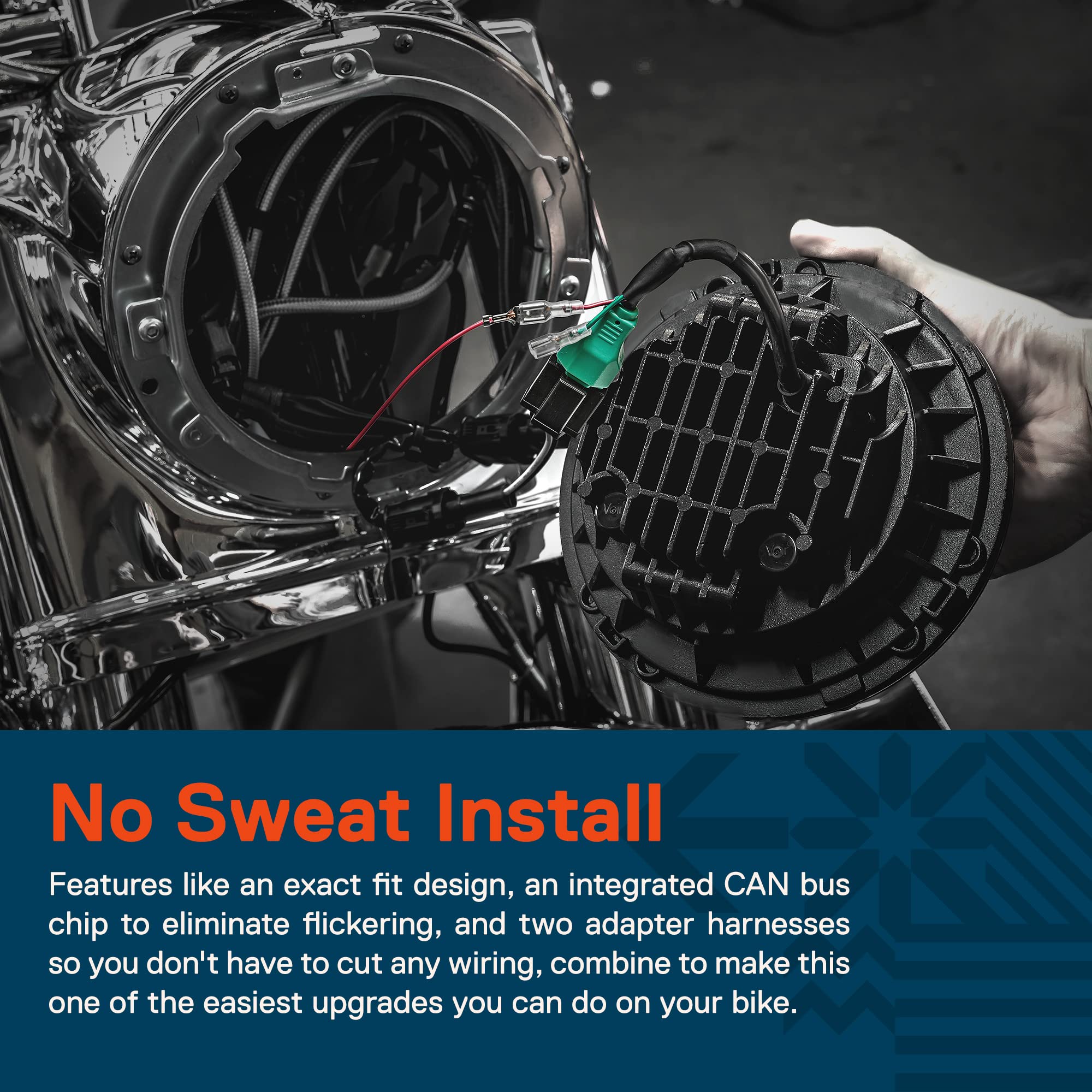 TRUE MODS 7' LED Harley Head Light [Chrome-Finish] [HALO DRL] [4500 Lumen] [H4 Converter Plug] [Built-In CANBus] Headlight for Harley Davidson Road King Glide Street Glide Electra Glide