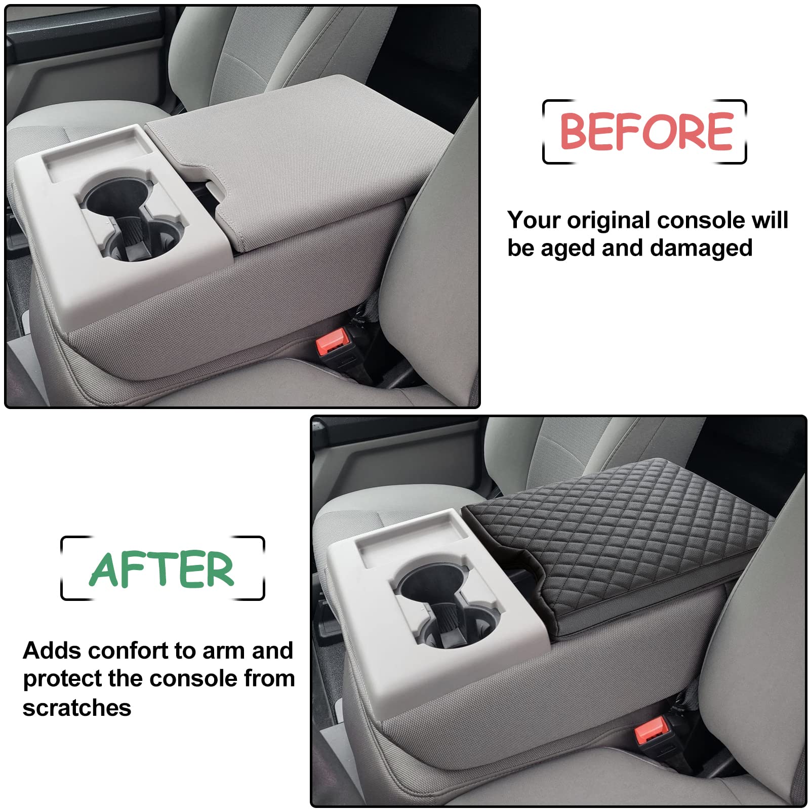 Jdmcar Thicker Center Console Cushion Compatible With 2015-2024 Ford F150 / 2017-2024 F250 F350 F450 With 40/20/40 Jump Seat, Cu