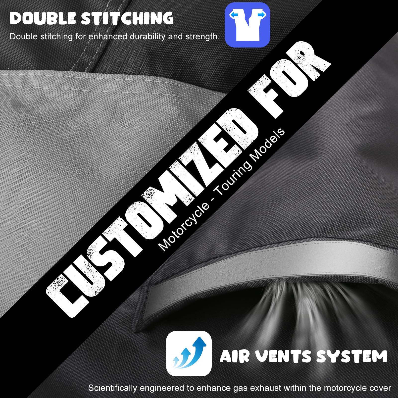 Li Libzaki Motorcycle Cover 420D Heavy Duty All Season Universal Weather Waterproof Outdoor Protection 86'' Xl Vehicle Cover/Bla