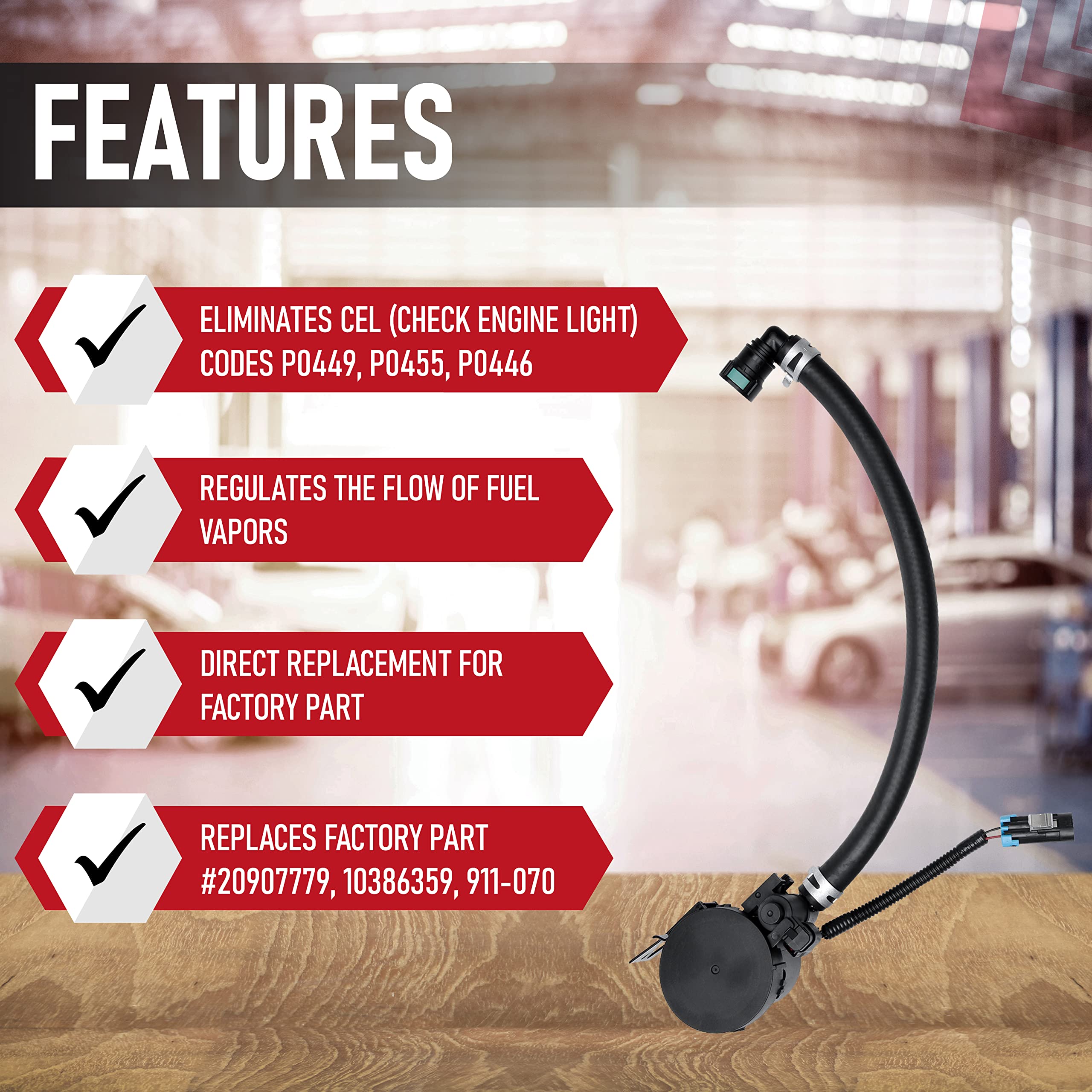 Vapor Canister Purge Valve Solenoid- Replaces 20907779, 911-070, 10386359, CVS10, PV427 - Compatible with Chevy, GMC, Hummer and