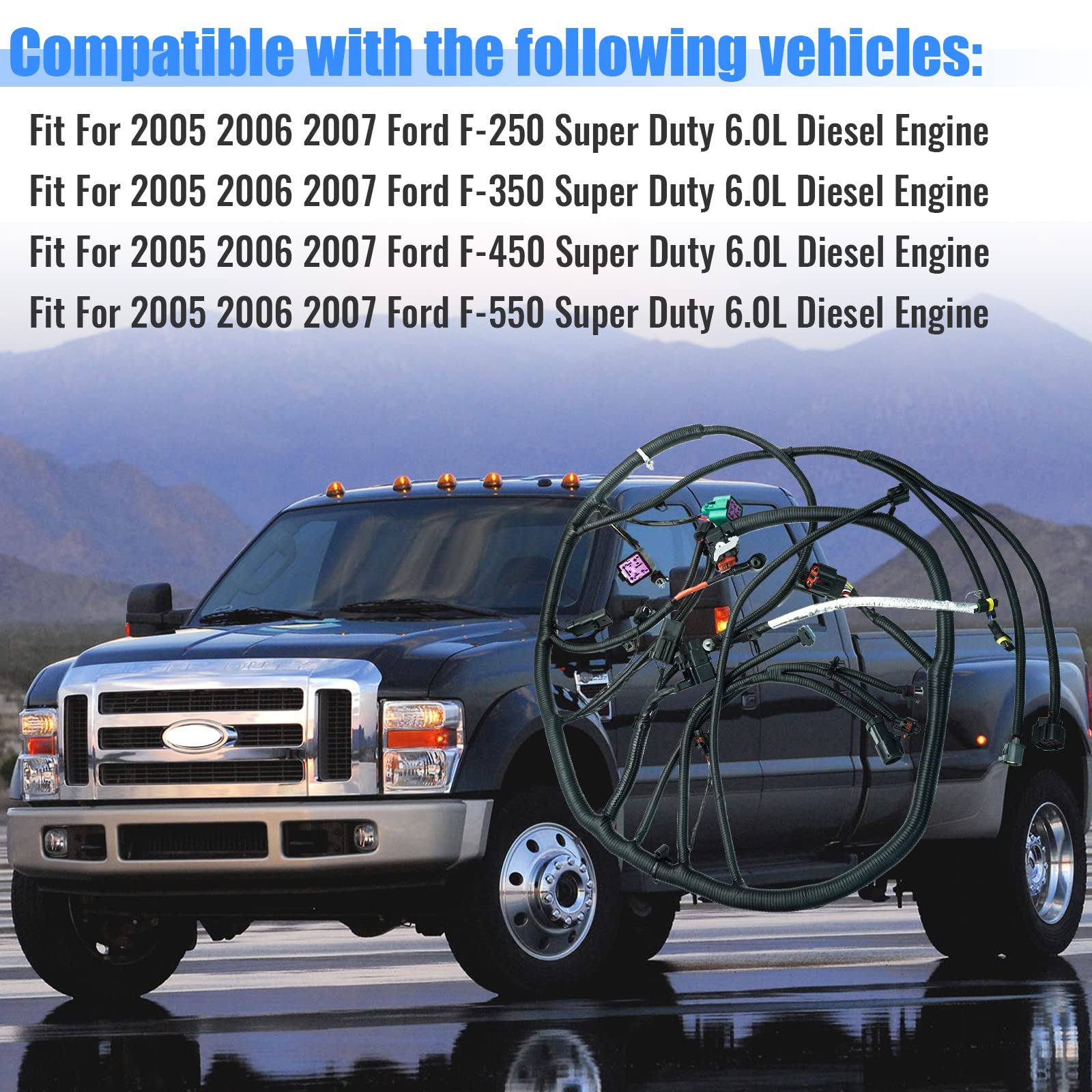 5C3Z12B637Ba 5C3Z-12B637-Ba Engine Wiring Harness Fit For 2005 2006 2007 F250 F350 F450 F550 Ford Engine Wire Harness Cable Super Duty 6.0L Diesel Powerstroke Engine