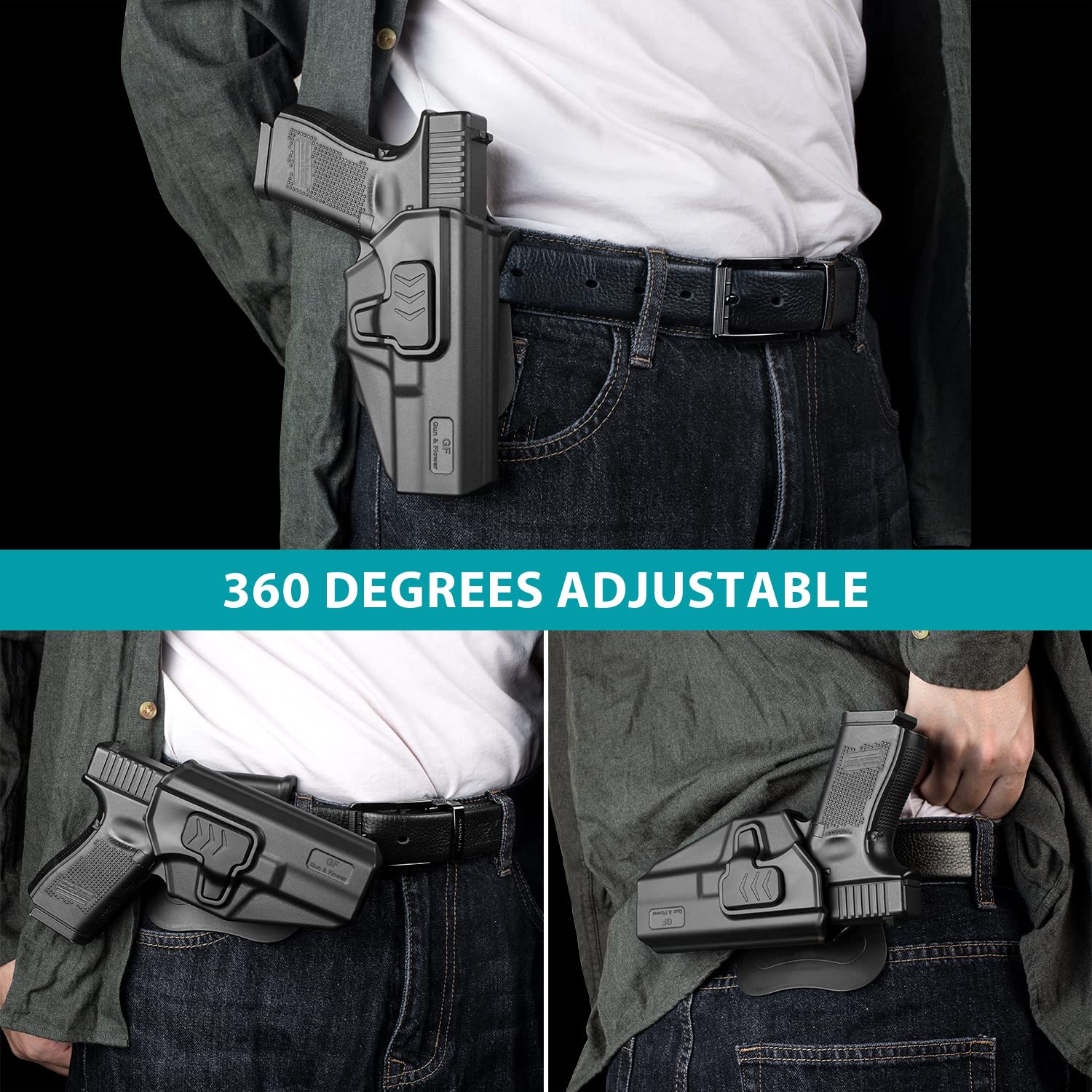 Compatible With Glock 17 Holster, Polymer Owb Holster Fits G1719233132(Gen1-5), G22 (Gen1-4), G19X45 Open Carry Holster For Outs