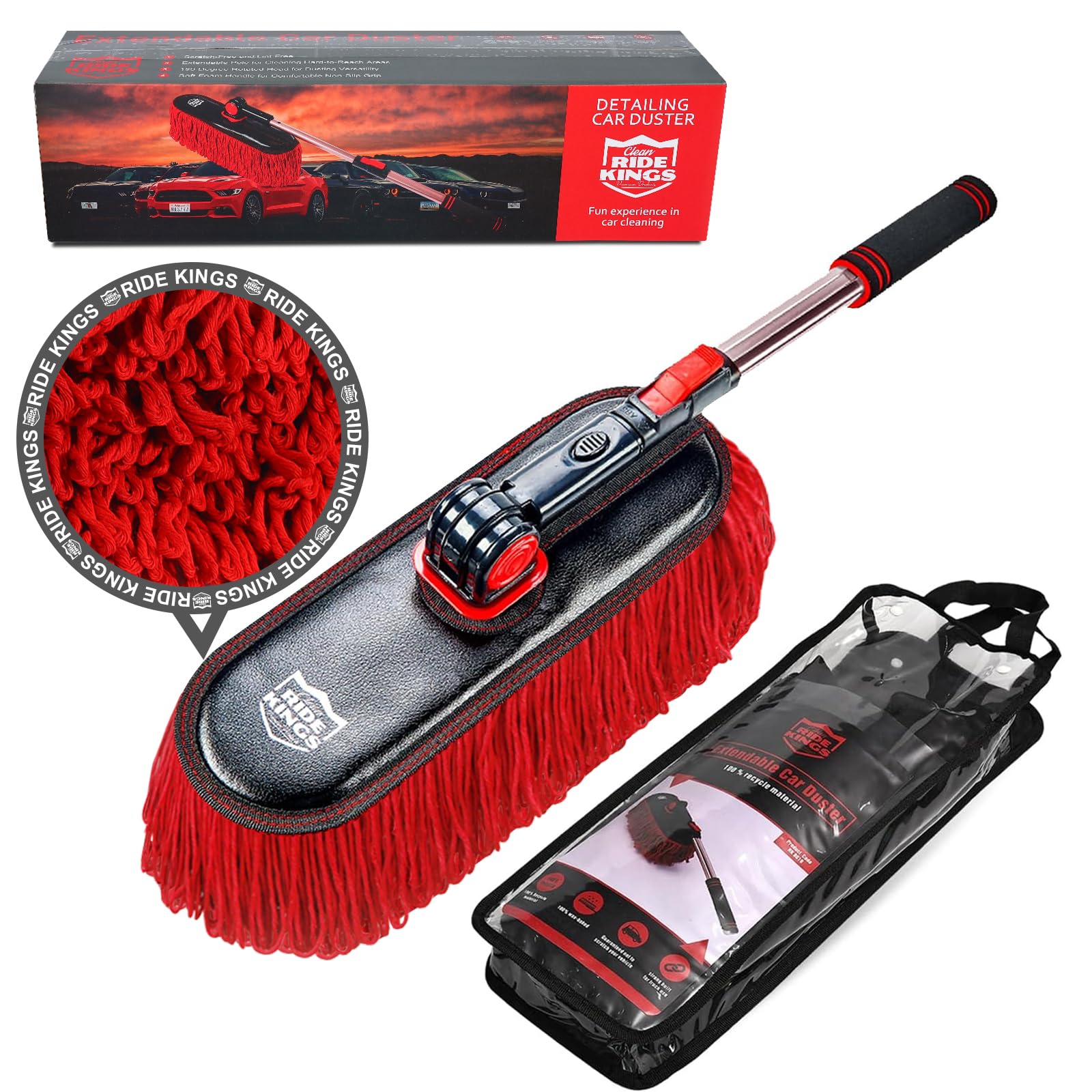 Car Duster Exterior Scratch Free,Soft Car Brush Kit for Car,Truck,SUV,RV and Motorcycle,Wax Cotton Hair With Extendable Handle,D