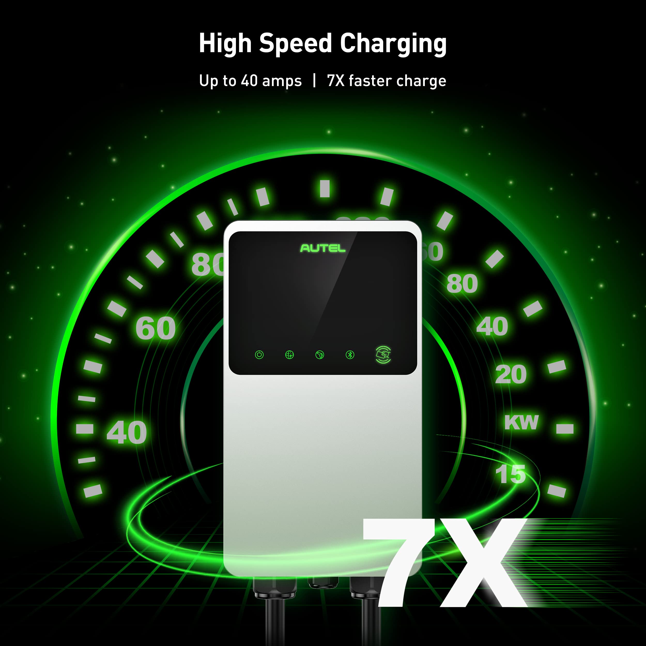 Autel MaxiCharger Home Electric Vehicle (EV) Charger, up to 40 Amp, 240V, Level 2 WiFi and Bluetooth Enabled EVSE, NEMA 14-50 Pl