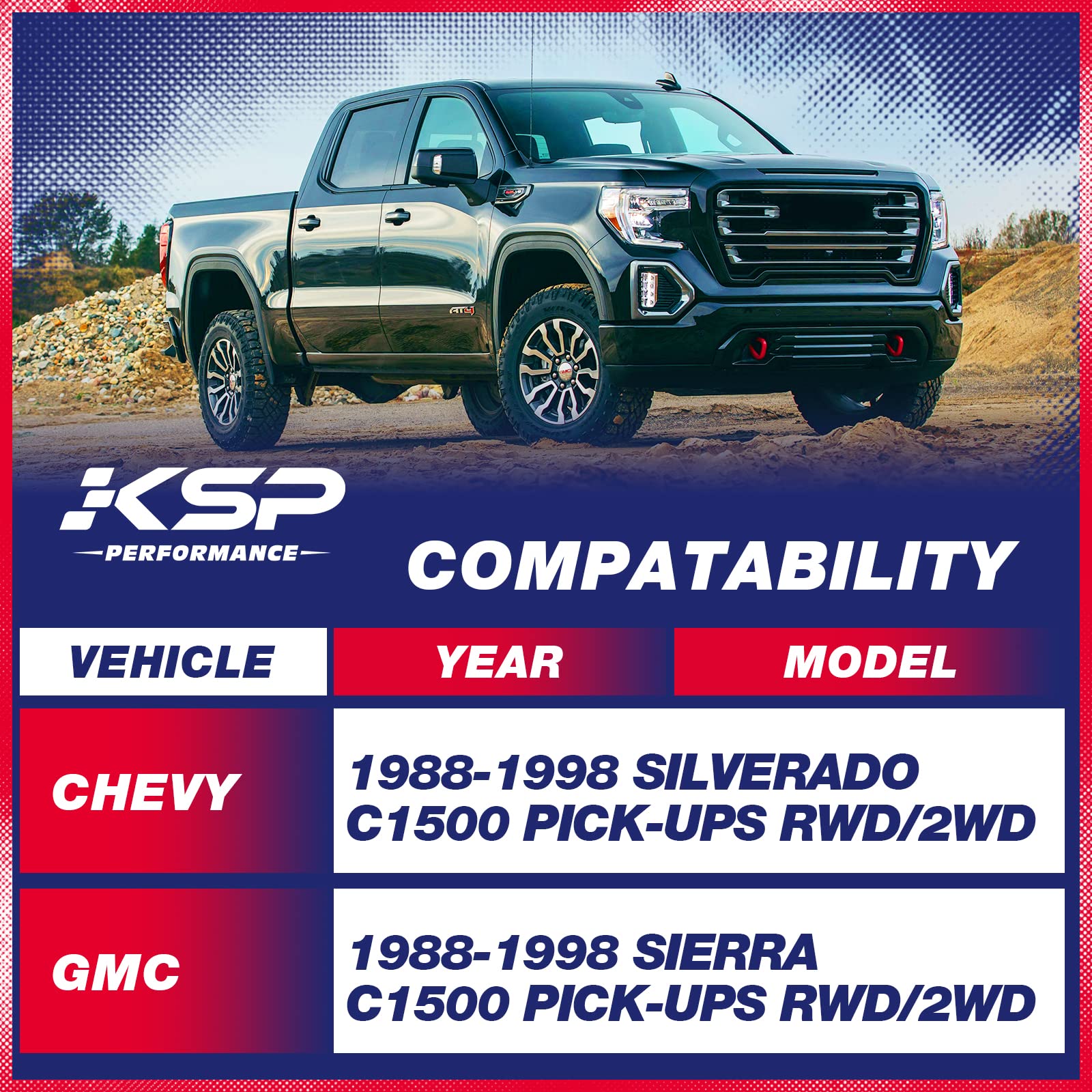 Ksp 3-5 '' Adjustable Shock Extender For Silverado Sierra C1500, 2Pcs Shock Extension Bracket Fit For Chevy Silverado Gmc Sierra