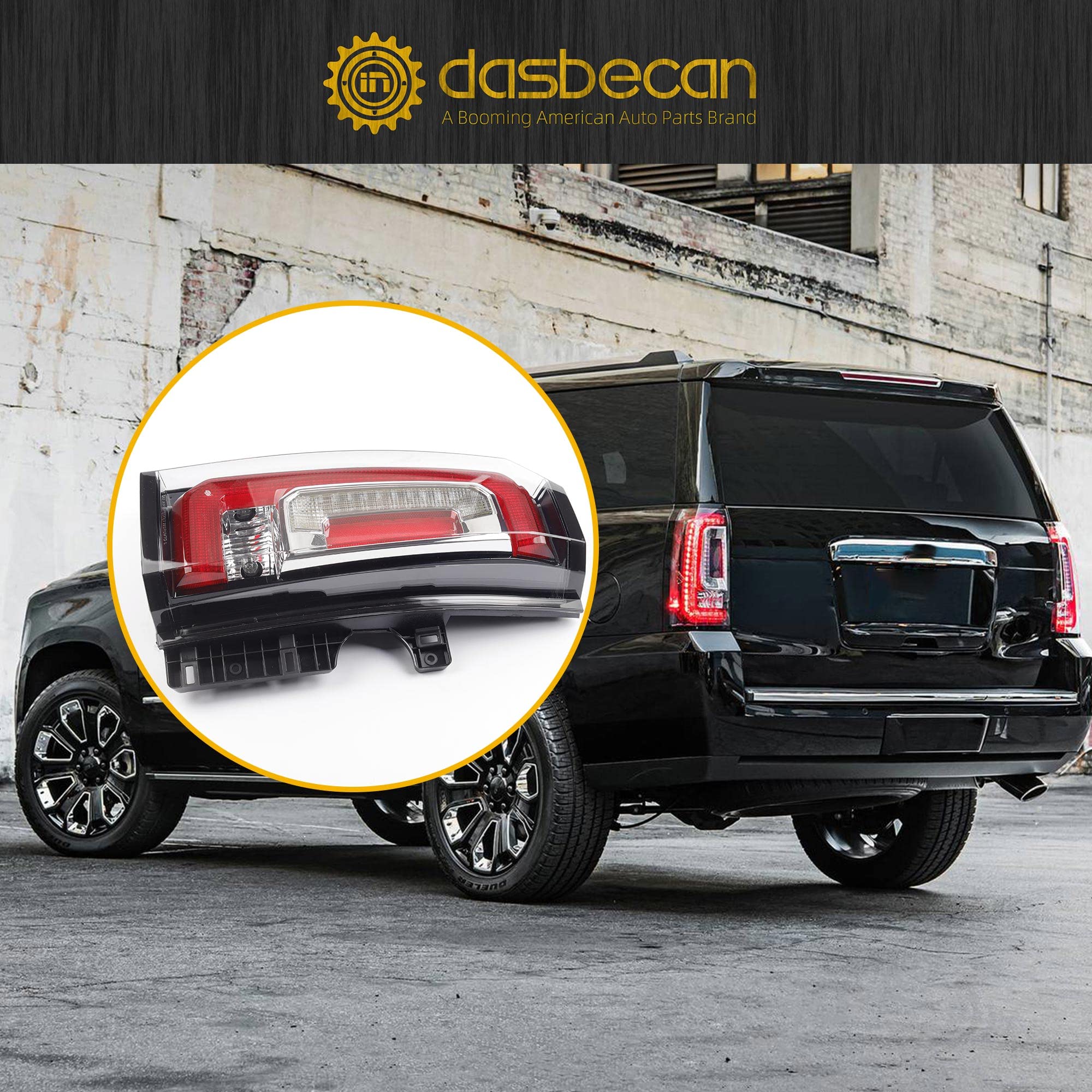Dasbecan Left Driver Side Tail Light Led Tail Light Assembly Compatible With 2015-2020 Gmc Yukon And Yukon Xl