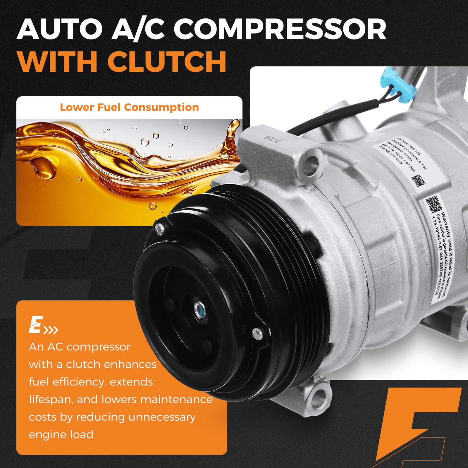 Autoexact Air Conditioner Compressor, AC Compressor w/Clutch for 1999-2009 Chevy Silverado 1500 5.3L 4.8L 4.3L 6L 6.2L, For 1999