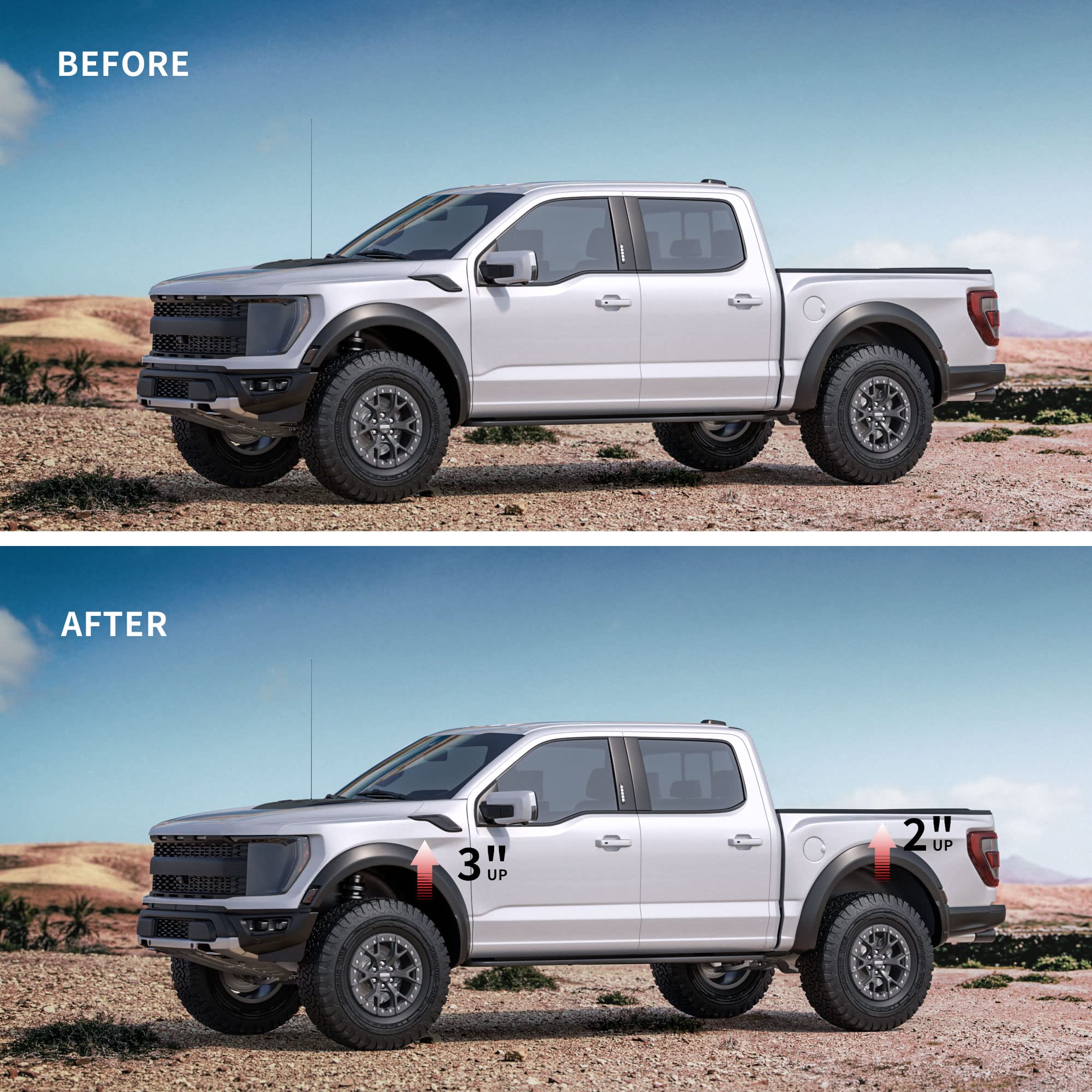 Leveling Lift Kit For 2004-2022 F150, 3 Front And 2 Rear Leveling Lift Kit Strut Spacers Raise Your F150,3+2 Height For 2004-2022 F150 2Wd 4Wd