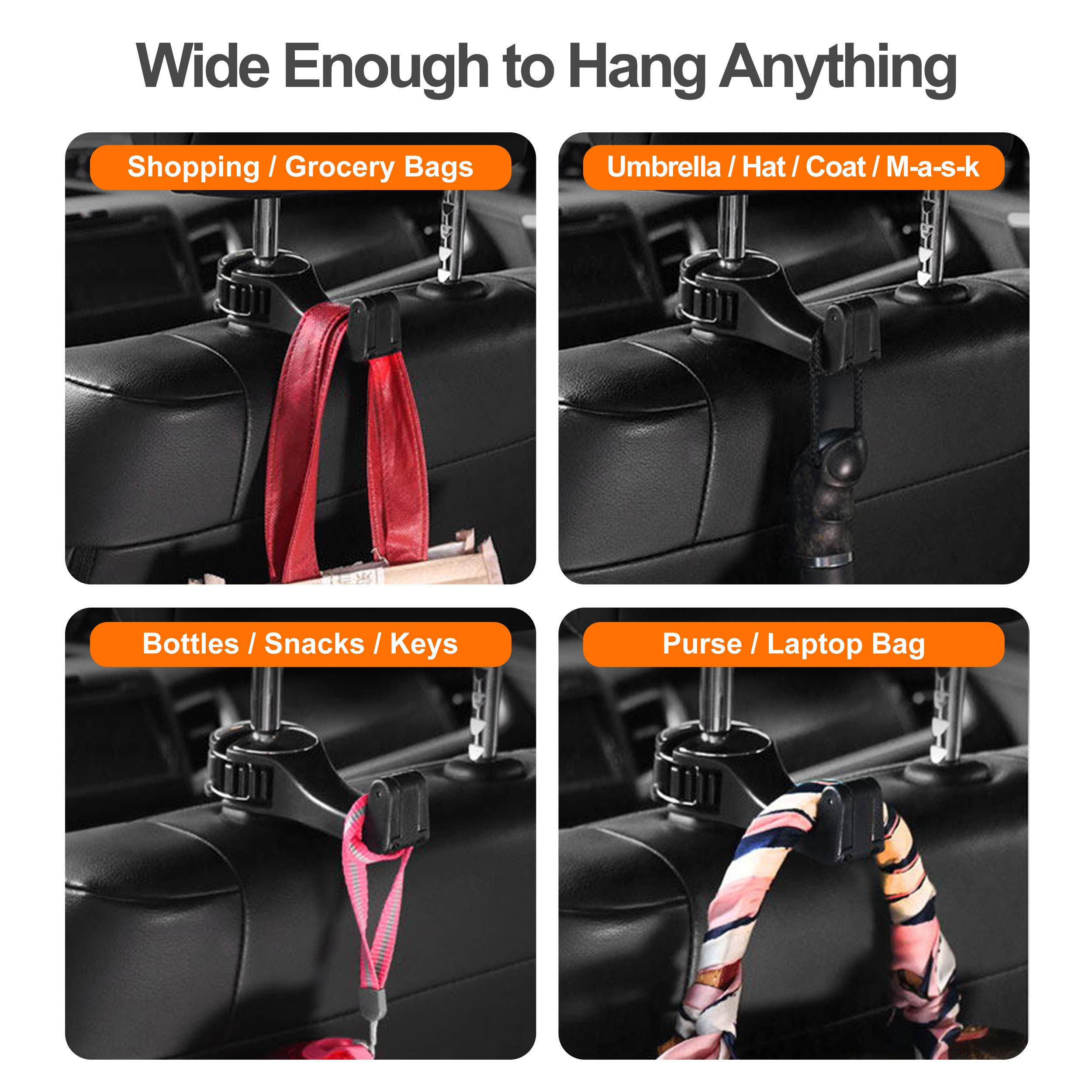 2 In 1 Car Seat Hooks For Purses And Bags With Phone Holder,Automative Headrest Purse Handbag Holder Hangers Organizers,Falling Resistance, Quietness And Universal Fit