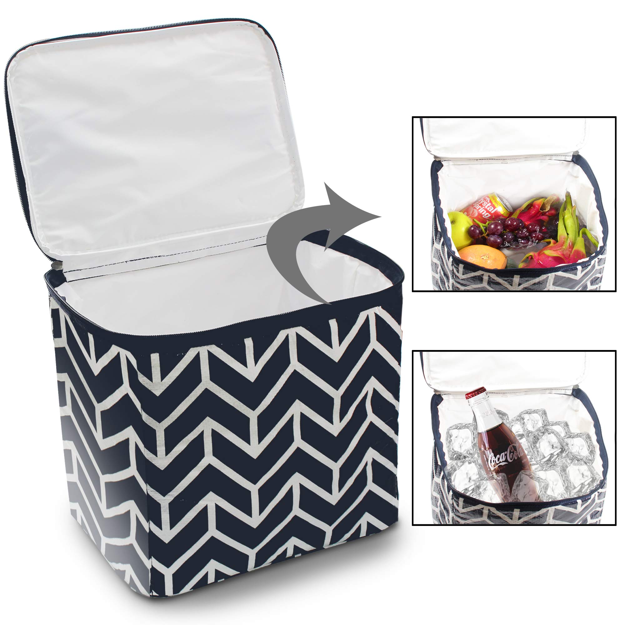 Trunk Organizer, Foldable Car Storage Bag Portable Insulation Cooler Bag Collapsible Vehicle Organizer Divider Storage Totes Wit