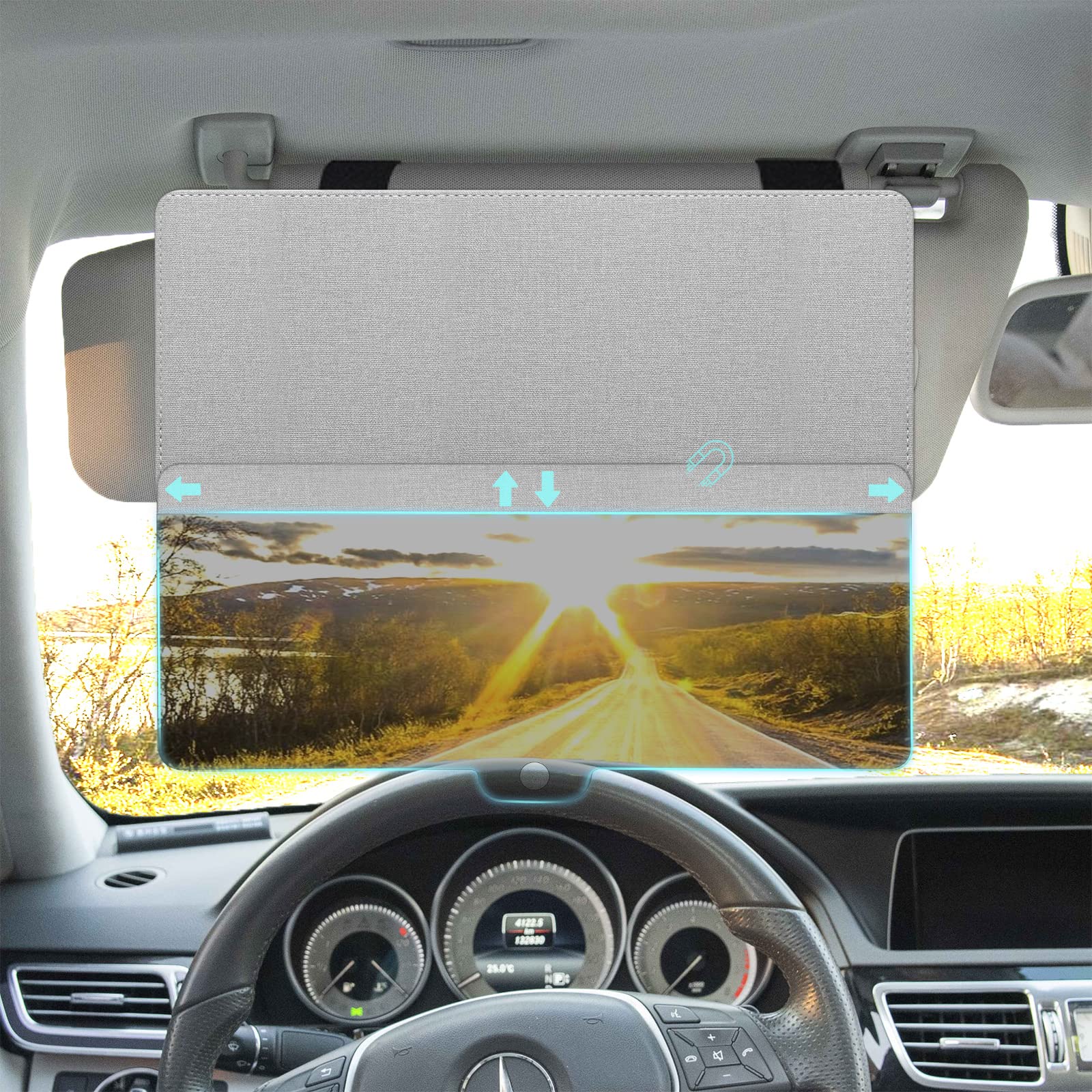 Nazzo Polarized Car Sun Visor Extension, Upgraded Magnetic Sunshade With Pc Lens, Anti-Glare Car Visor Sun Blocker For Safe Driv