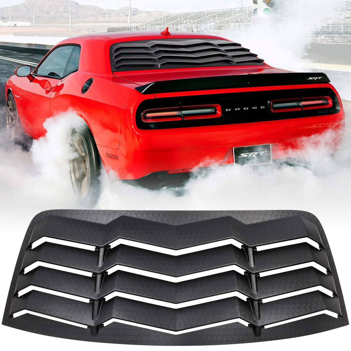 E-cowlboy Rear Window Louvers for Dodge Challenger 2008-2018 2019 2020 2021 2021 2022 2023 Windshield Sun Shade Cover Vent GT La