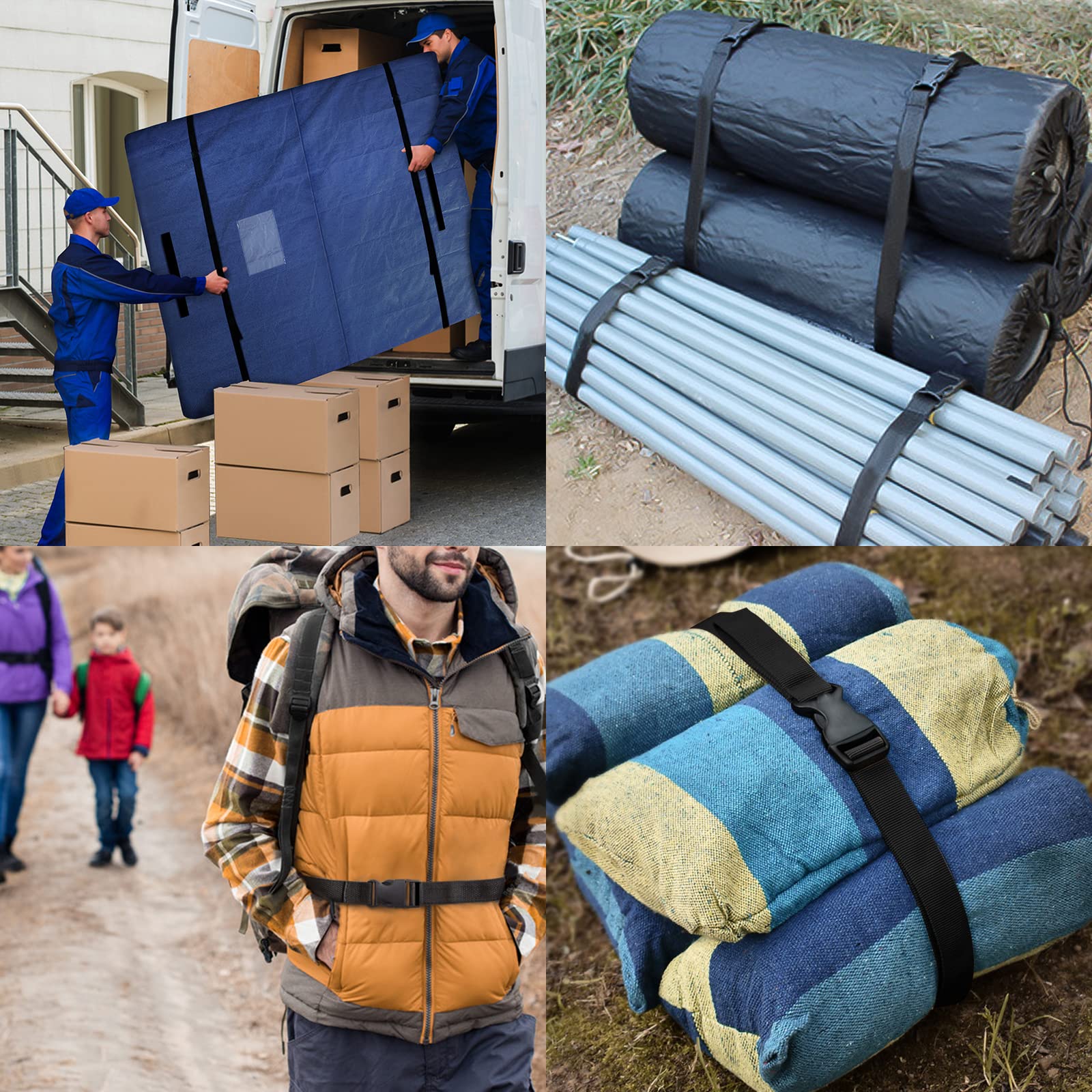 Tie Down Straps 2Pcs (1'' X 14.5') For Moving Or Storage, Heavy Duty Lashing Straps, Adjustable Nylon Straps For Motorcycle, Cargo, Trucks, Trailer, Luggage