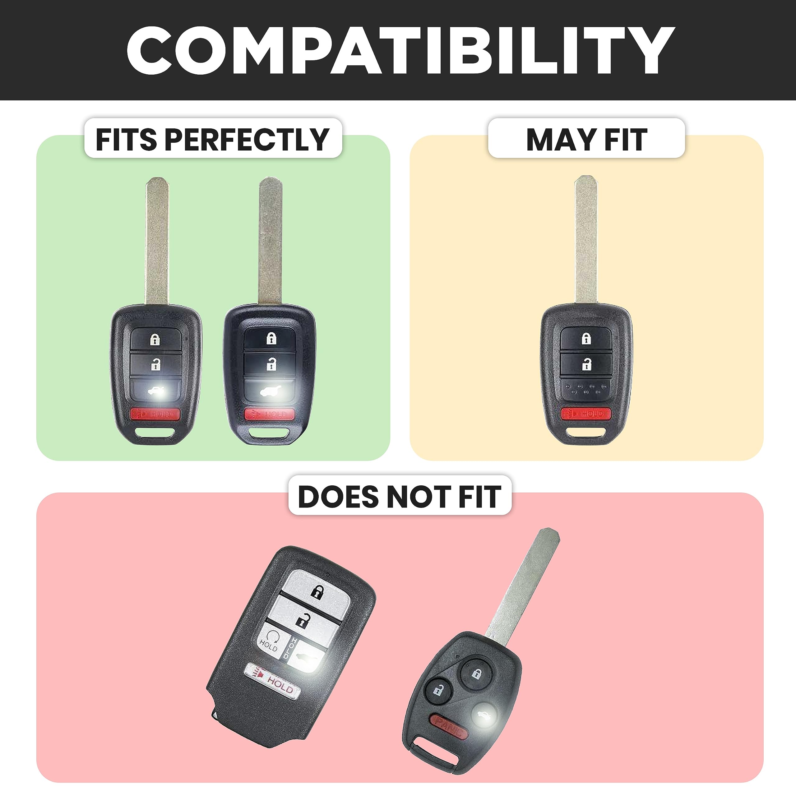 For Honda Civic Key Fob Cover And Leather Keychain - Full Cover Key Case For Honda Accord, Cr-V Se, Crv Lx, Hr-V - 2014-2022 Tpu Keyfob Cover Compatible With Mlbhlik6-1T - White And Gold