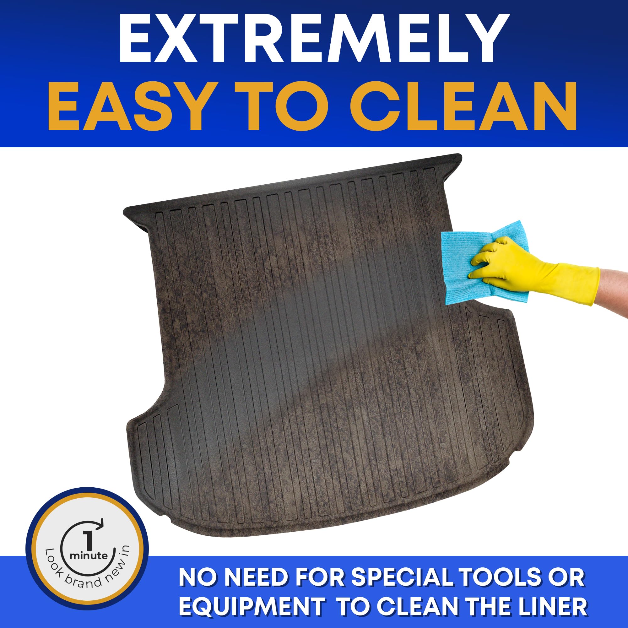 Premium Cargo Liner For Toyota Camry Camry Hybrid 2018-2025 - Custom Fit Car Trunk Mat -All-Season Black Cargo Mat - 3D Shaped Laser Measured Trunk Liners For Toyota Camry 2018-2025.