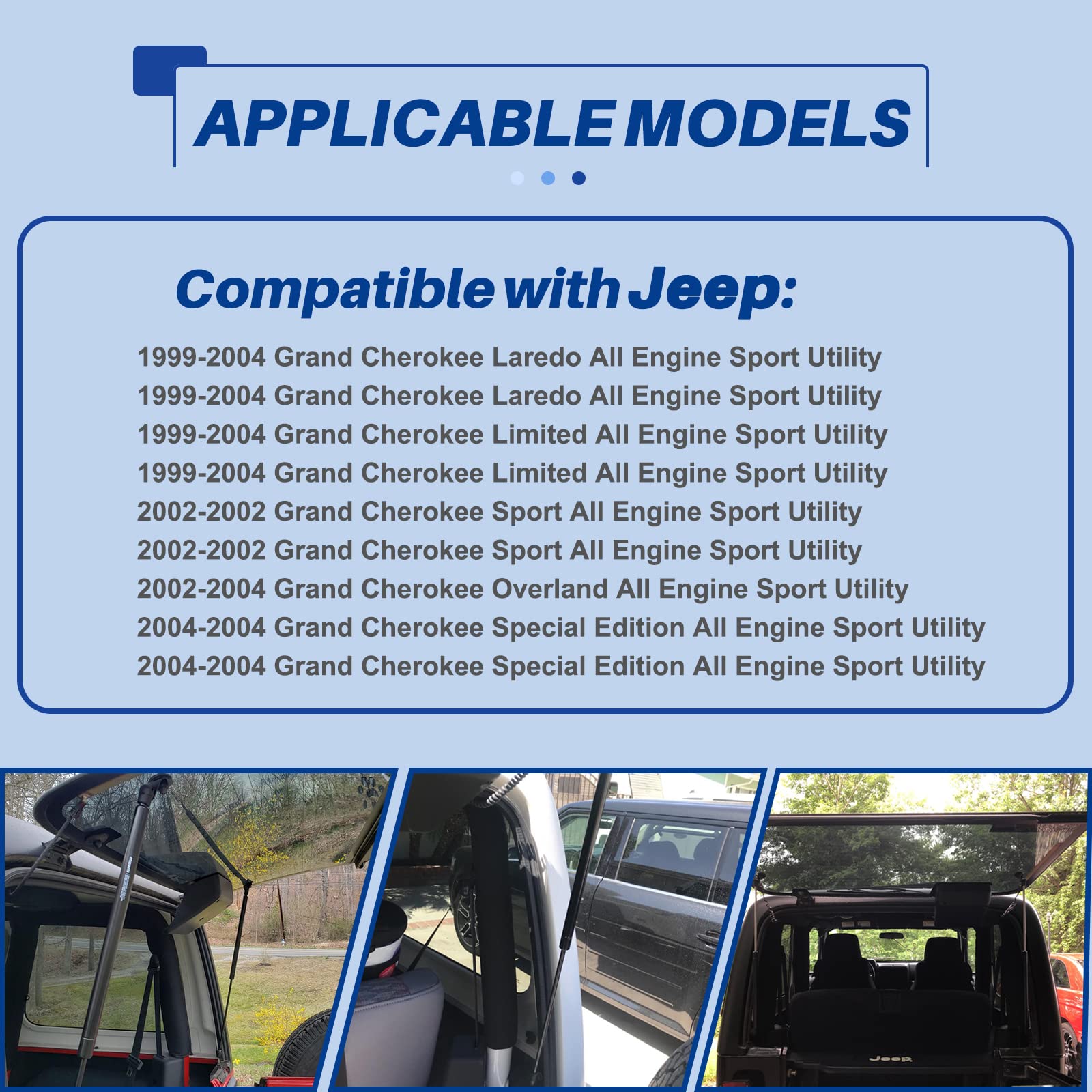 Otuayauto Compatible With 1999-2004 Jeep Grand Cherokee Wj Rear Window Struts - Rear Glass Lift Support Gas Springs Shocks 4528