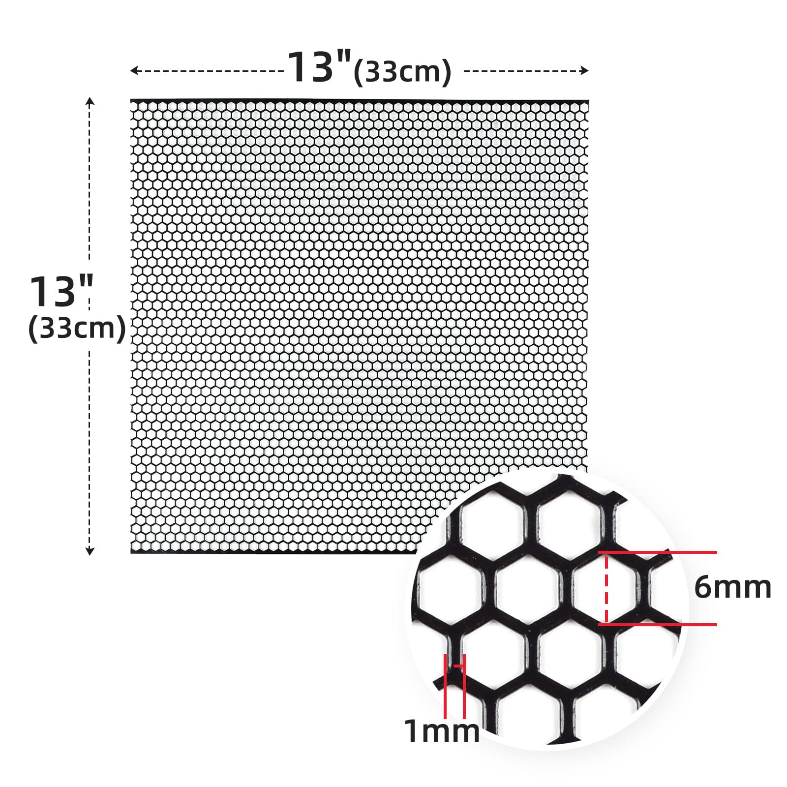 Aggauto Universal 13 ''X13 '' Car Grill Mesh - Aluminum Alloy Automotive Grille Insert Bumper Honeycomb Hole 6Mm Spacing 1Mm, 3P