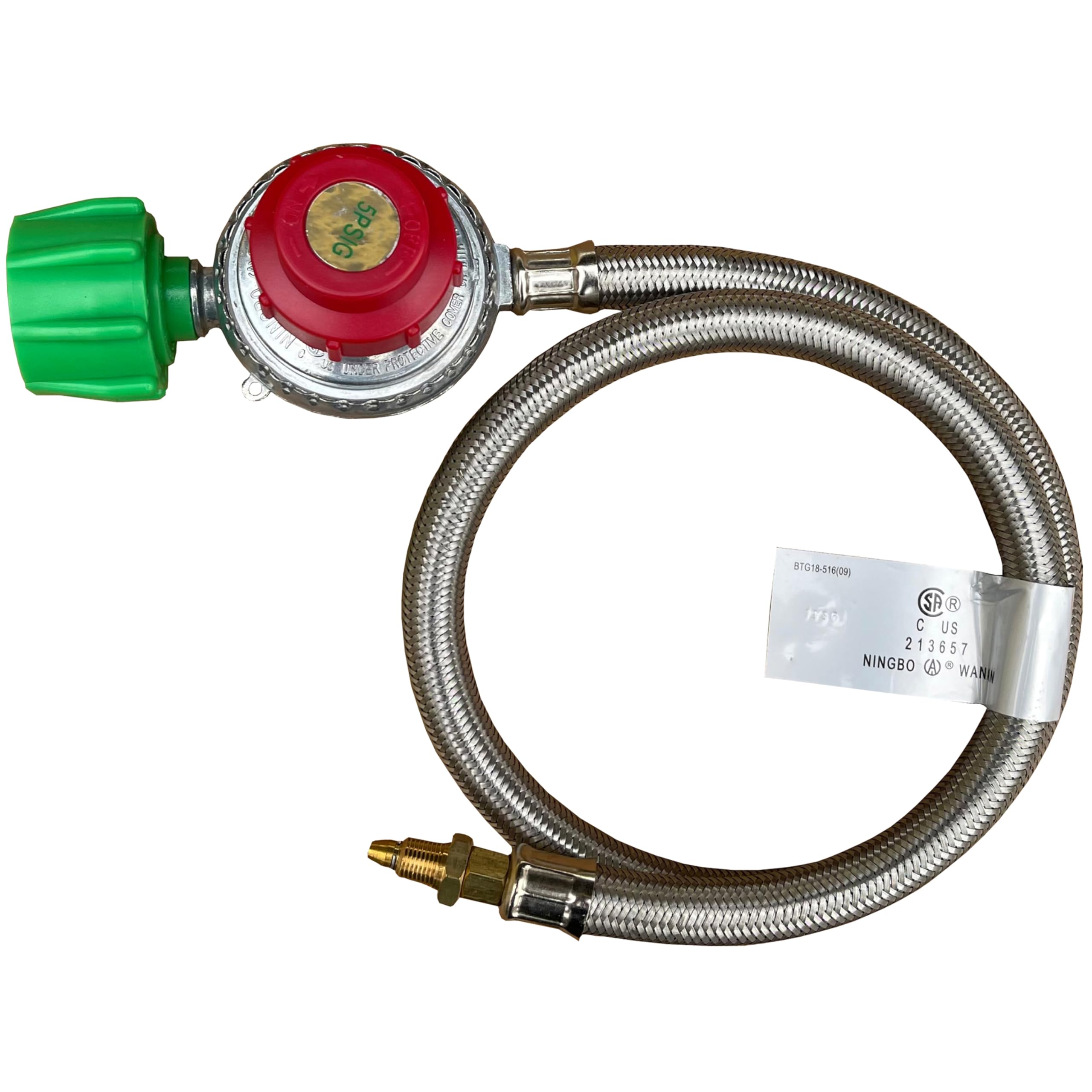 King Kooker 30502 High Pressure Adjustable Regulator with Type 1 Connection and Stainless Steel Braided Hose with 1/8-Inch Male 