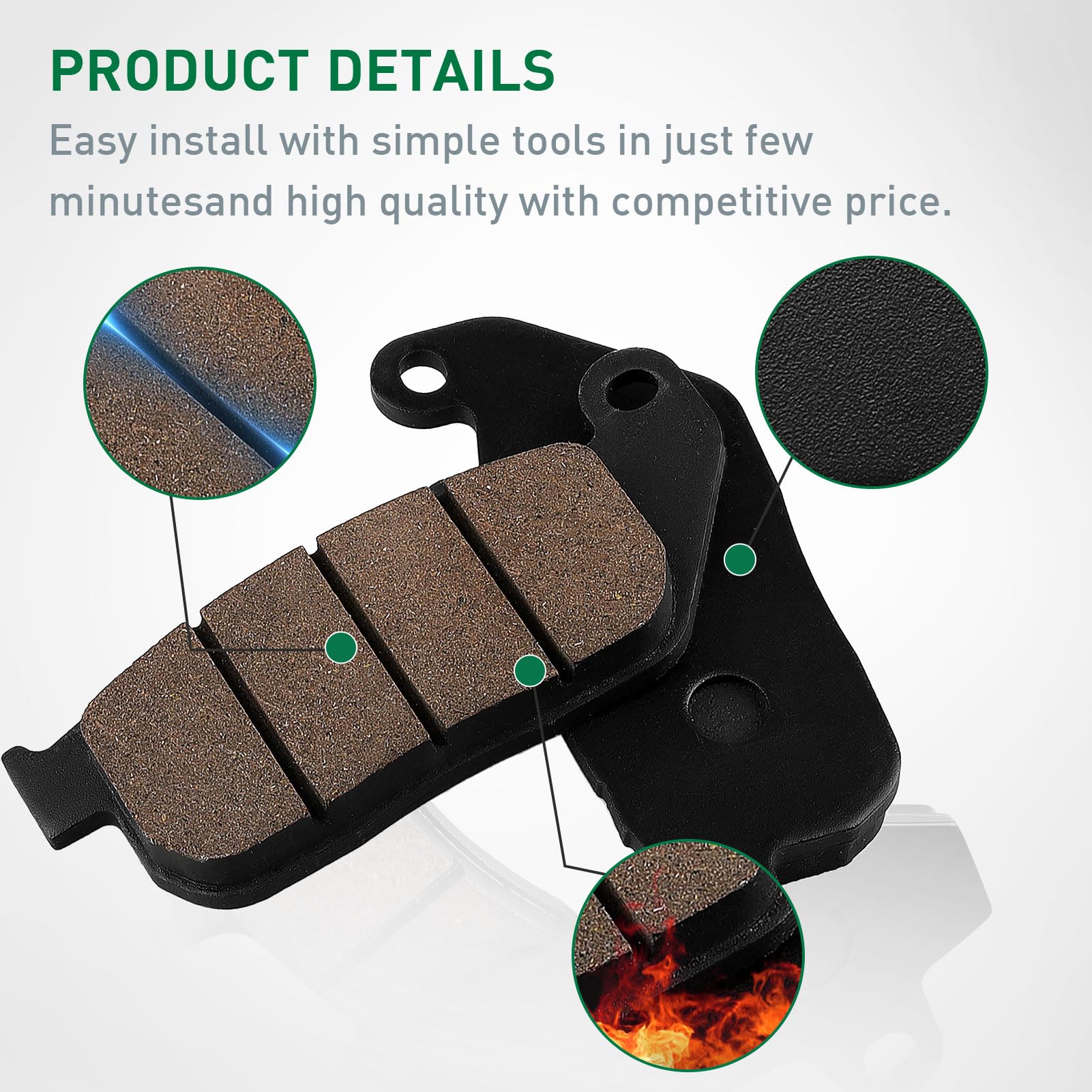 Cyleto Front And Rear Brake Pads For Harley Davidson Sportster 1200 Xl1200C Custom 2004-2013 /Sportster 883 Superlow Custom/ Xl1200L Sportster Low 2007 2008 2009 2010 2011