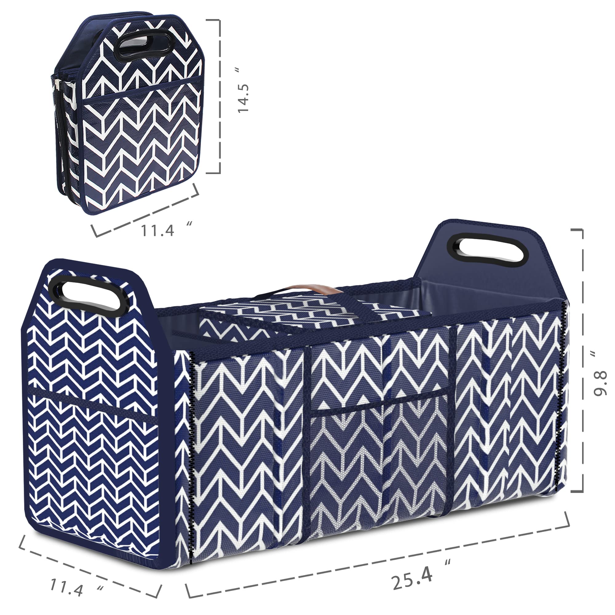 Trunk Organizer, Foldable Car Storage Bag Portable Insulation Cooler Bag Collapsible Vehicle Organizer Divider Storage Totes Wit