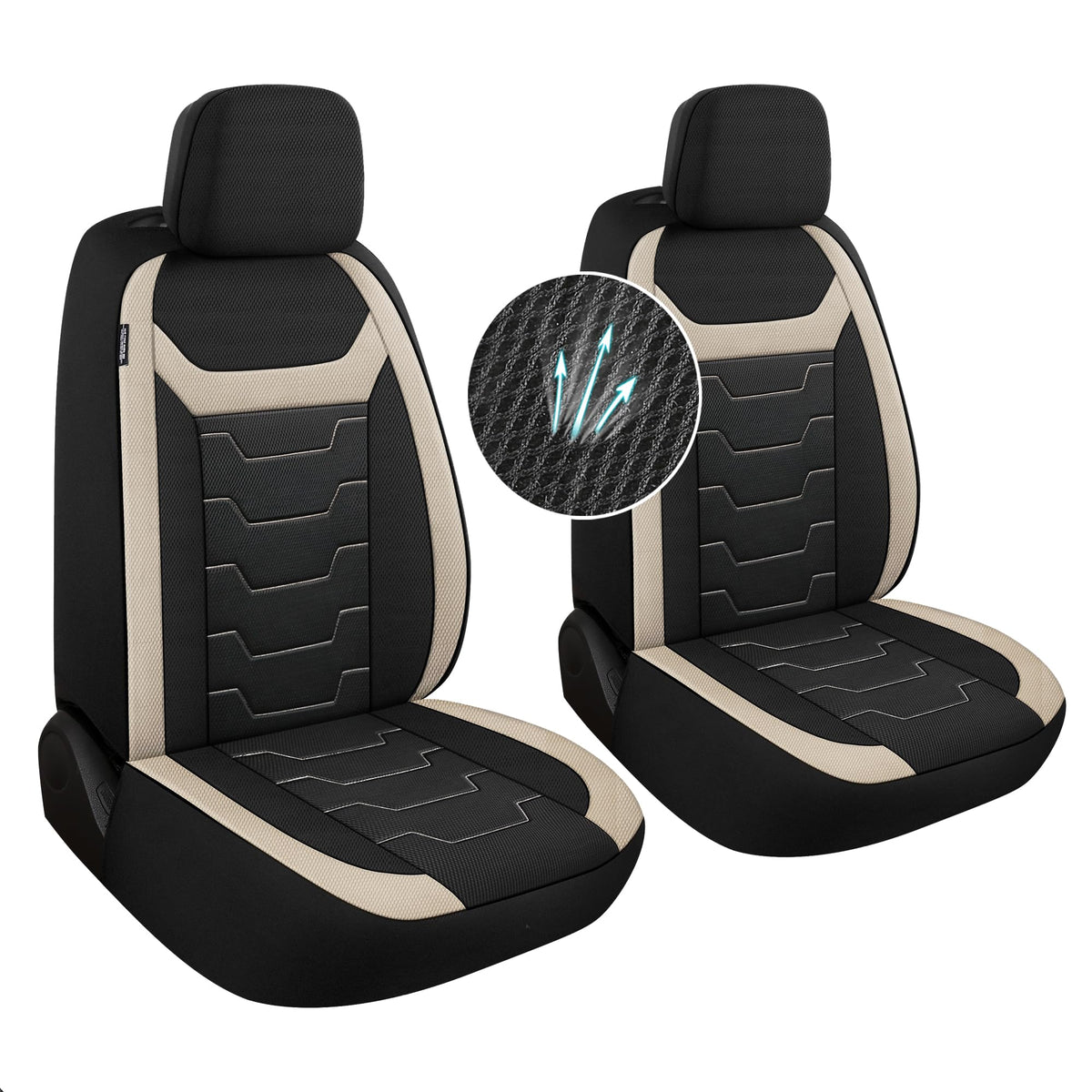 AOKAOK Breathable Car Seat Covers 2 Front Set, 3D Air-Mesh Seat Covers for Cars, Airbag Compatible Car Interior Covers Universal